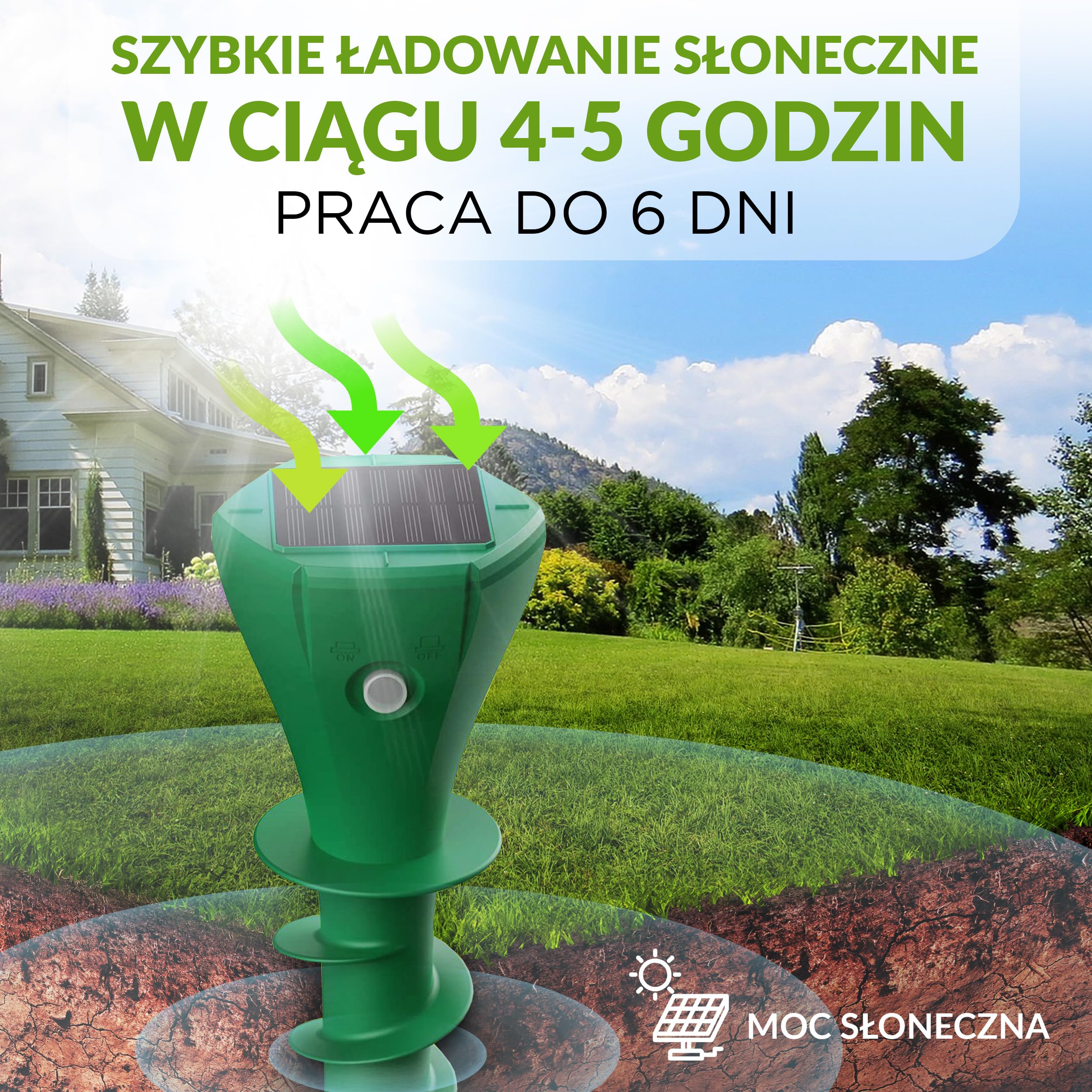 ISOTRONIC Solarny odstraszacz kretów do odstraszania kretów, norników i węży – w zestawie szpikulec do wbijania w ziemię do ogrodu – odstraszacz kretów o powierzchni 700 m² (2 sztuki)