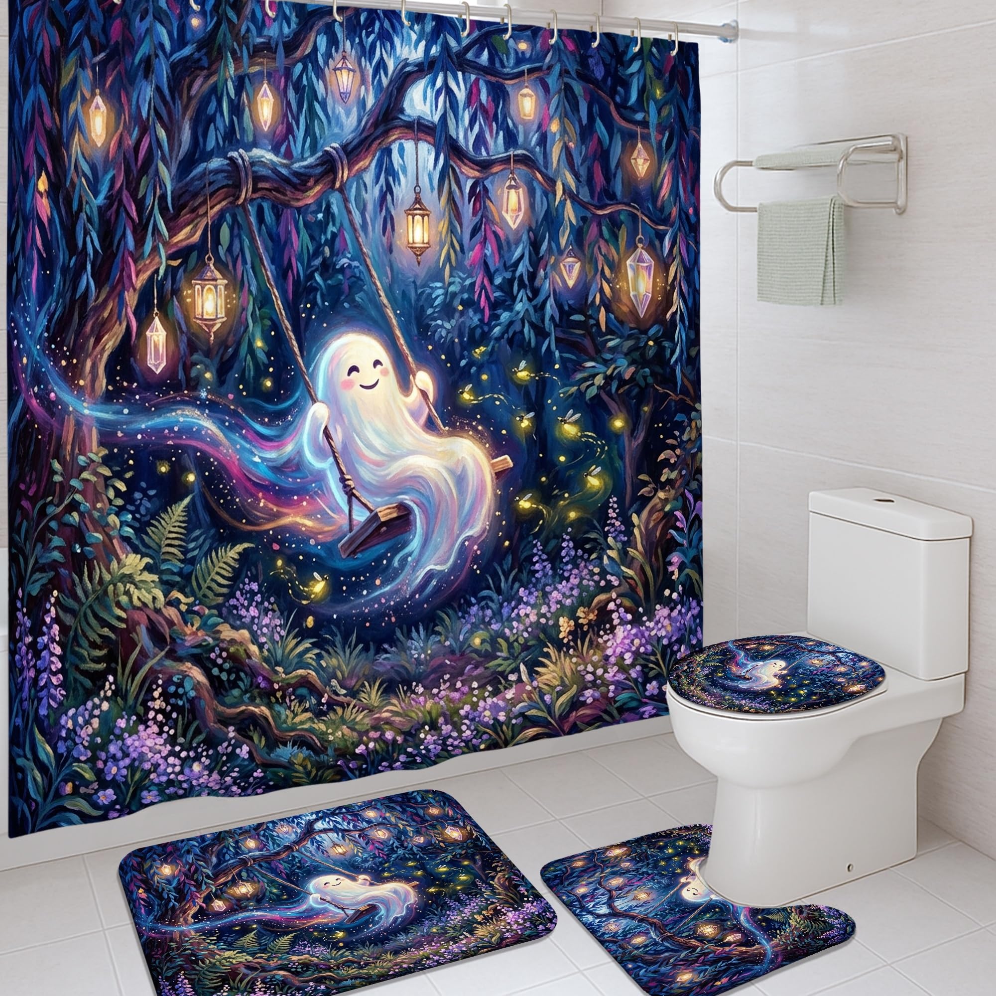 Rideaux de douche fantômes pour votre décoration de salle de bain d'Halloween