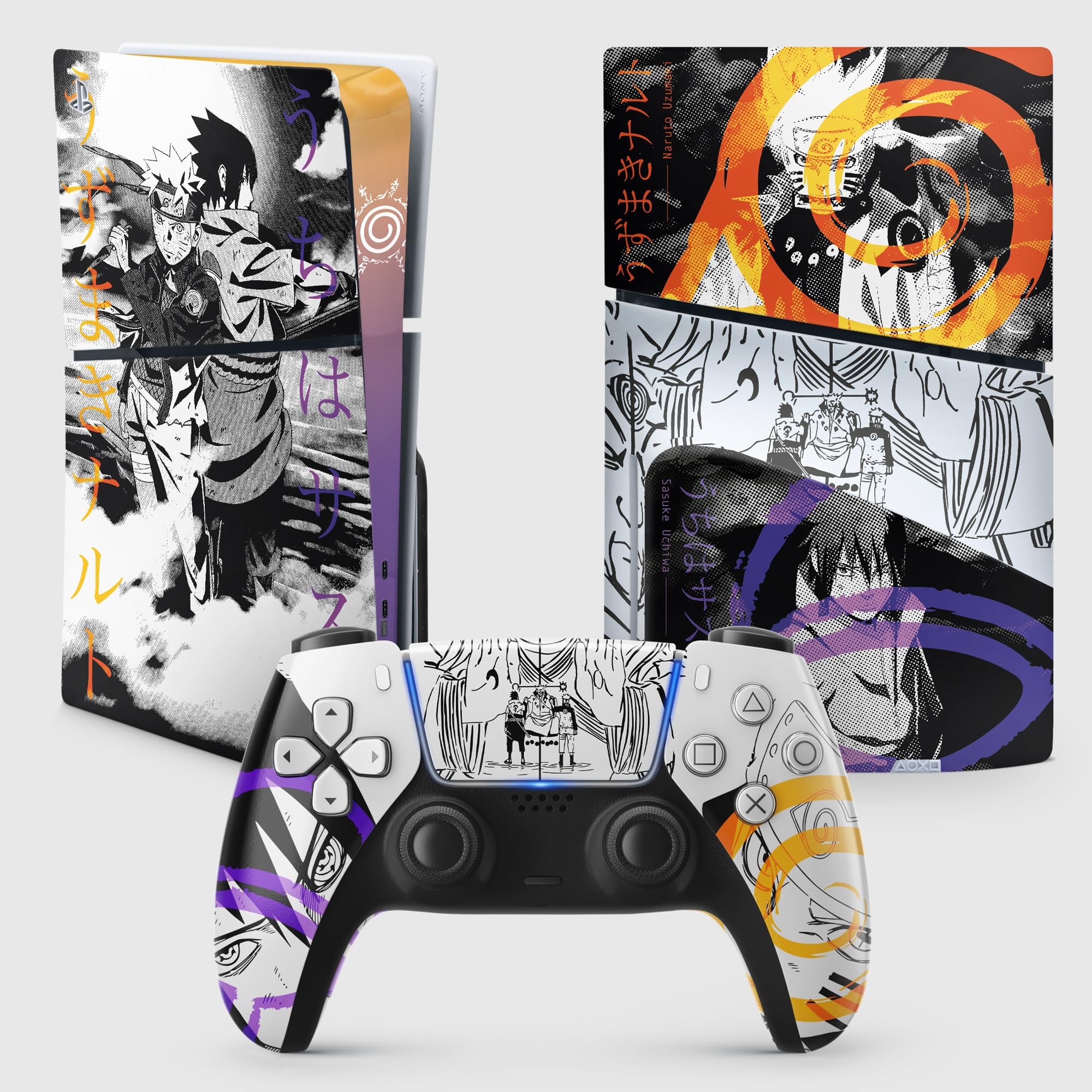 Sticker PS 5 Hokage Slim, Autocollant PS 5 Manga, Console et Manette, Edition Slim Disque, Skin Hokage PS 5 (1 Manettes)