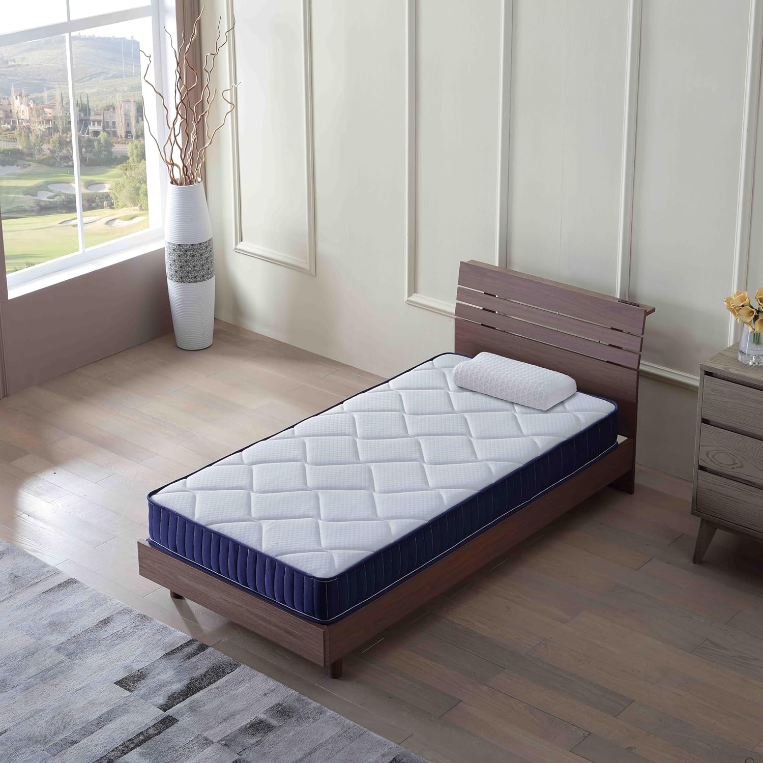 6 Inch Twin Mattress, Foam and Spring Hybrid Mattress in a Box, Medium Soft, Breathable Fabric & Adaptive Support, CertiPUR-US Certified, Twin Size Mattress in Guest and Kids Bedroom