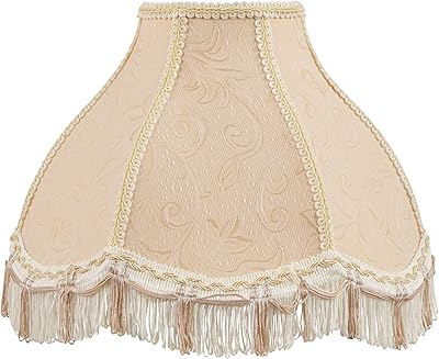 Aspen Creative 30332, Handsewn Scallop Dome Traditional Spider Fringe Lamp Shade / Wheat Jacquard Textured Fabric, 5
