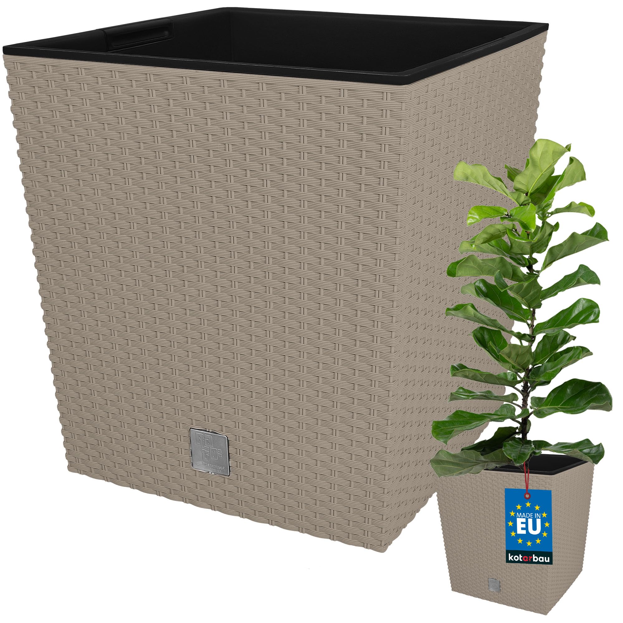 KOTARBAU® Macetero con Maceta Interior, 260 mm, Ratan sintético, Antracita - Gris Oscuro, Maceta Rato con patrón de Trenzado Que imita el Mimbre, Maceta Interior separada, extraíble, Cesta — view 12