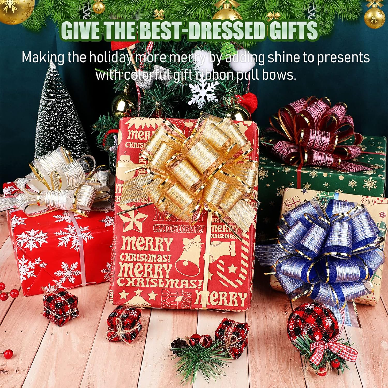 WILLBOND 20 Pieces 6 Inch Pull Bows Gift Wrapping Ribbon Pull Bows for Valentine Wedding Baskets Christmas Multicolor Wrap Accessory for Gift Present Holiday Decor(Assorted Color) - Image 5