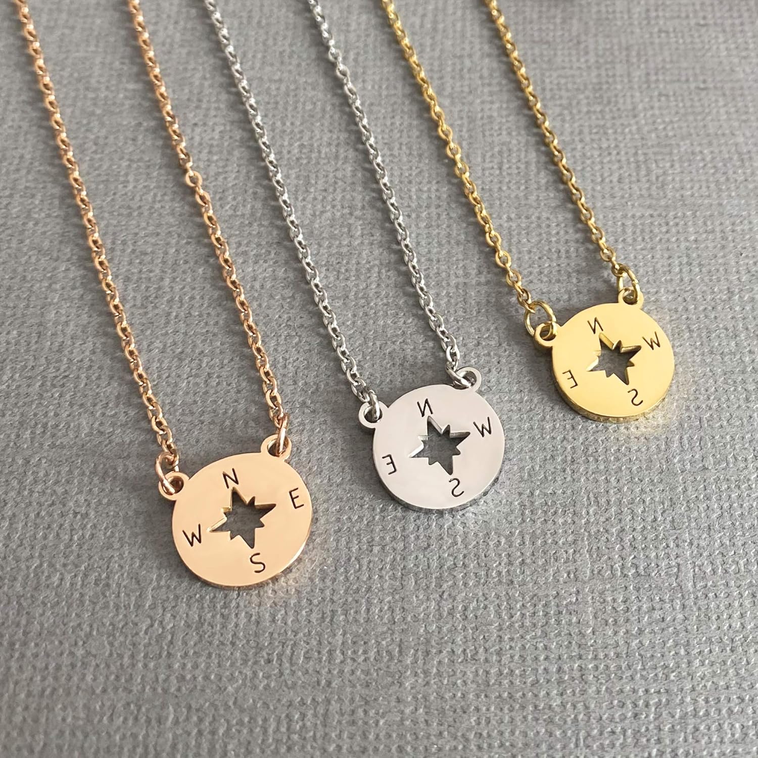 New Beginning Necklace, Graduation Gifts for Her, BFF, Long Distance, Friends Forever, Compass Necklace (Gold)