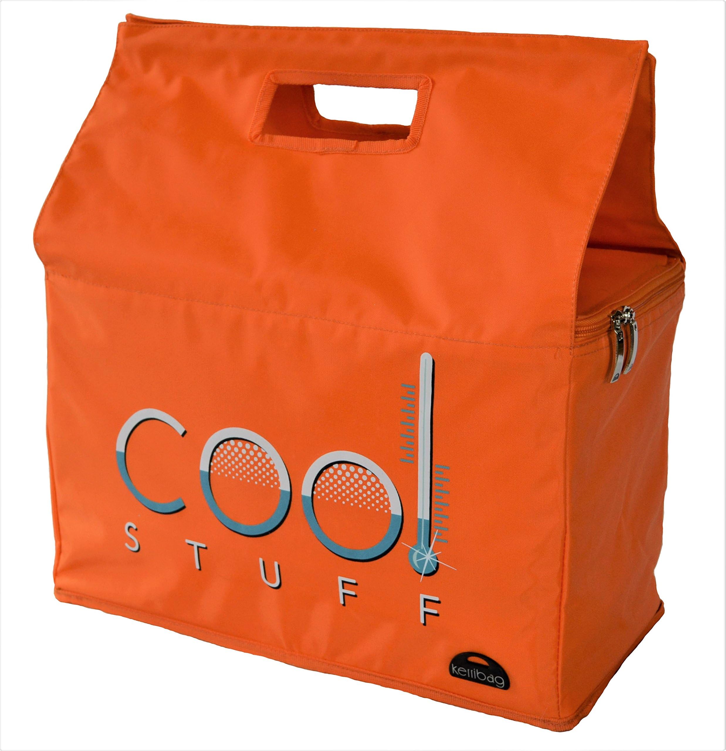 Kerribag Cool Stuff Insulated Reusable Grocery Shopping Bag, Shopper Tote Bag, Cooler Bag, Orange [Kitchen]
