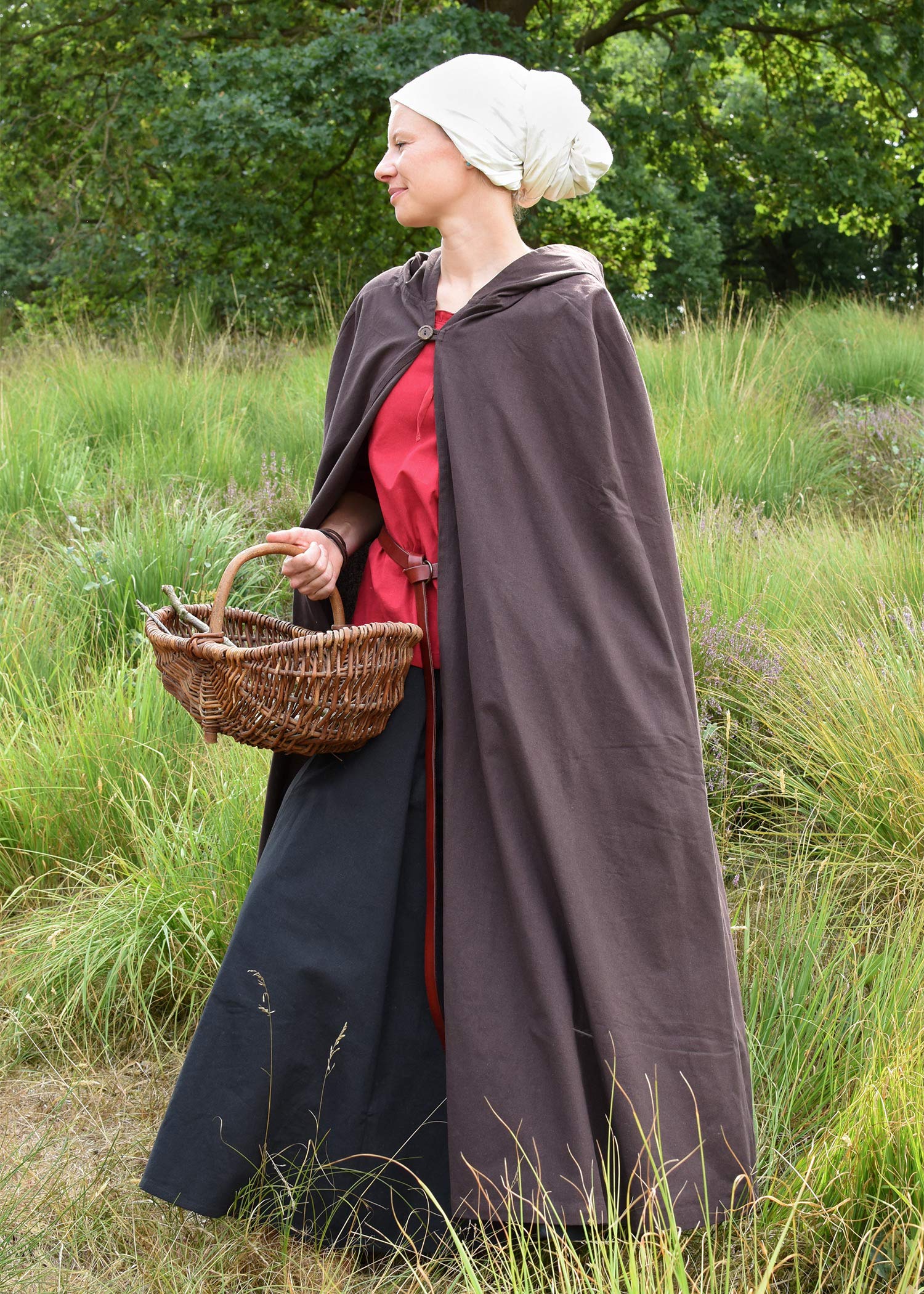 Battle-Merchant - Capa medieval con capucha/gugel - Para mujer y hombre - Ideal para LARP, estilos vikingos o disfraces