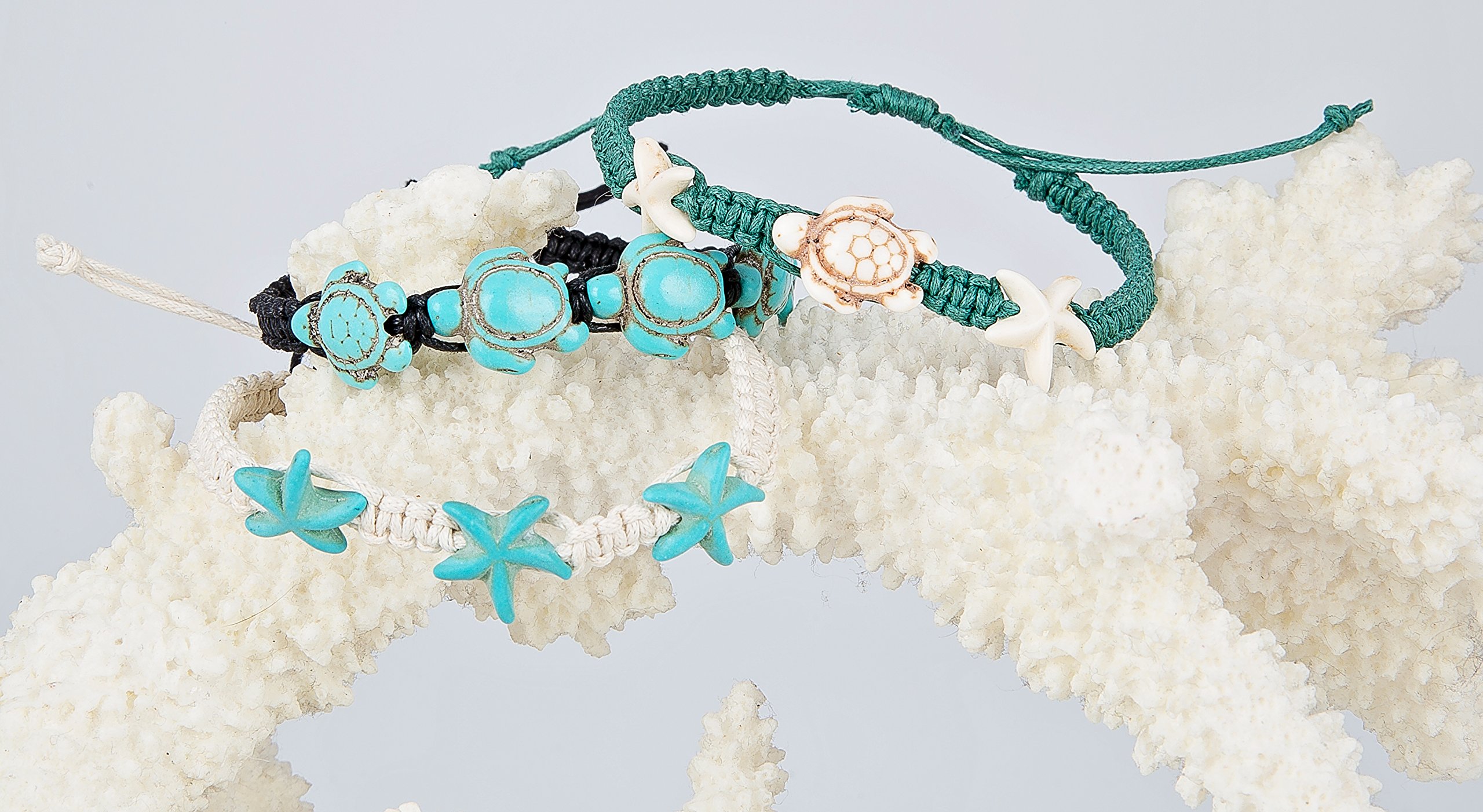Beach Collection juego de pulsera o tobillera de tortuga y estrella de mar, aleación, turtle-starfish 7