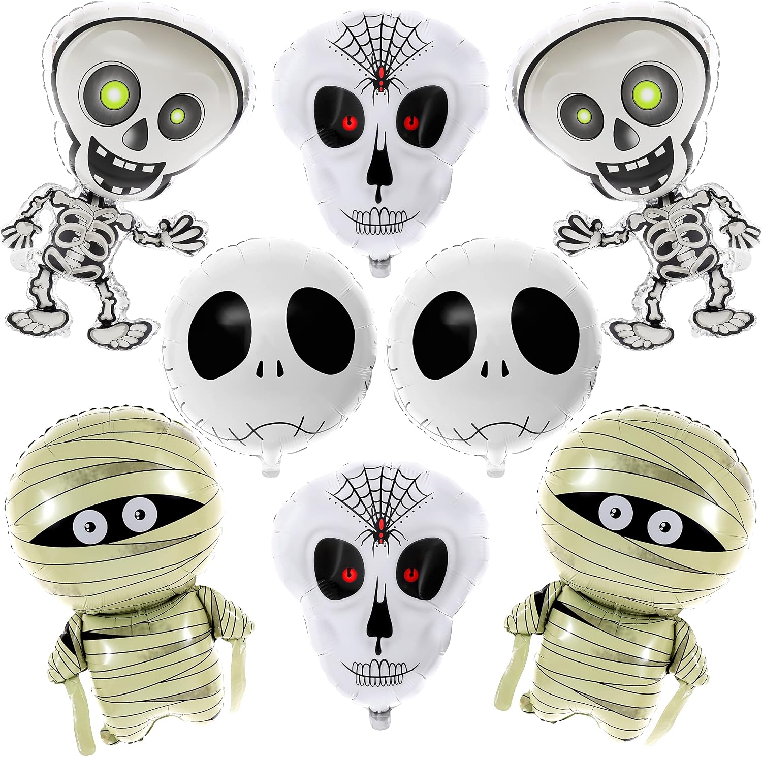 KatchOn, Skeleton Halloween Balloons Set - 32 Inch, Pack of 8 | Halloween Mummy Balloons for Mummy Party Decorations | Skeleton Balloons for Halloween Party Decorations | Halloween Foil Balloons