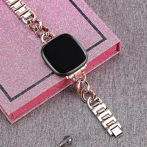Miniatura 9 de Correa de repuesto compatible con Fitbit Versa 4Fitbit Sense 2 para mujer, correa de metal de repuesto compatible con Fitbit SenseVersa 3 mujeres