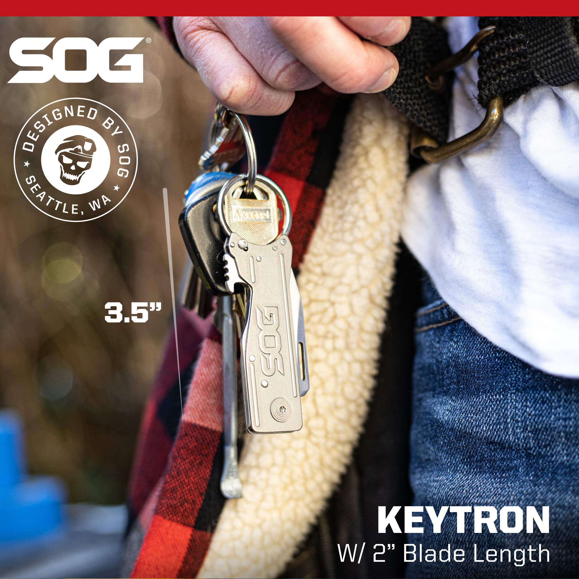 SOG KeyTron Keychain Pocket Knife Convenient 1.8 Inch EDC Folding