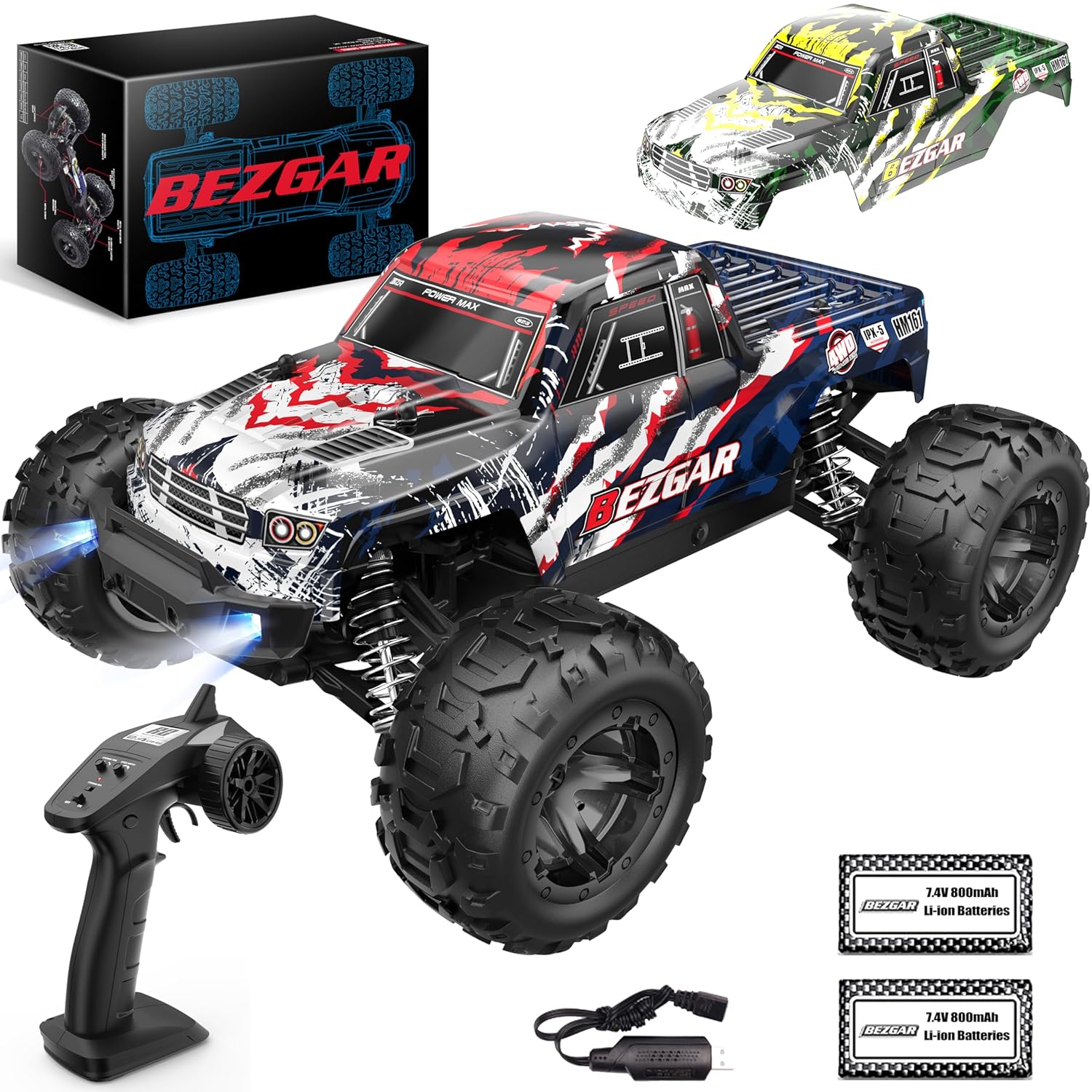BEZGAR HM161 Hobby Grade 1 16 Scale Remote Control Truck 4WD High Speed 40 Kmh All Terrains Electric