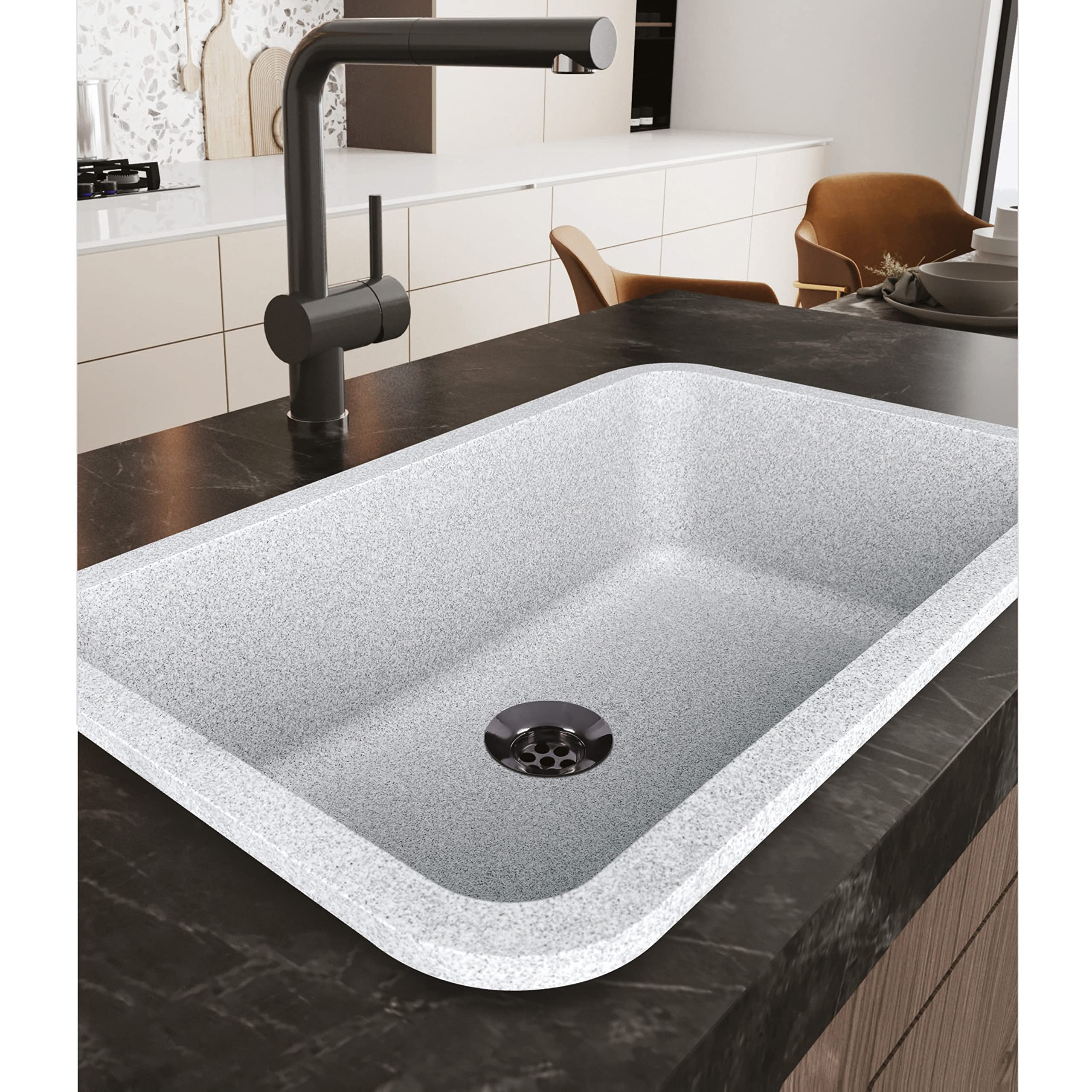 Quartz Kitchen Sink (19 x 31 x 8.5 Inch, 9.5mm Thickness) – Granite Finish Single Bowl Sink with Waste Coupling & PVC Waste Pipe – Smooth Finish, Non-Fading, UV Protection, Scratch & Heat Resistant (B0C2KYH8Z8) Amazon Price History, Amazon Price Tracker