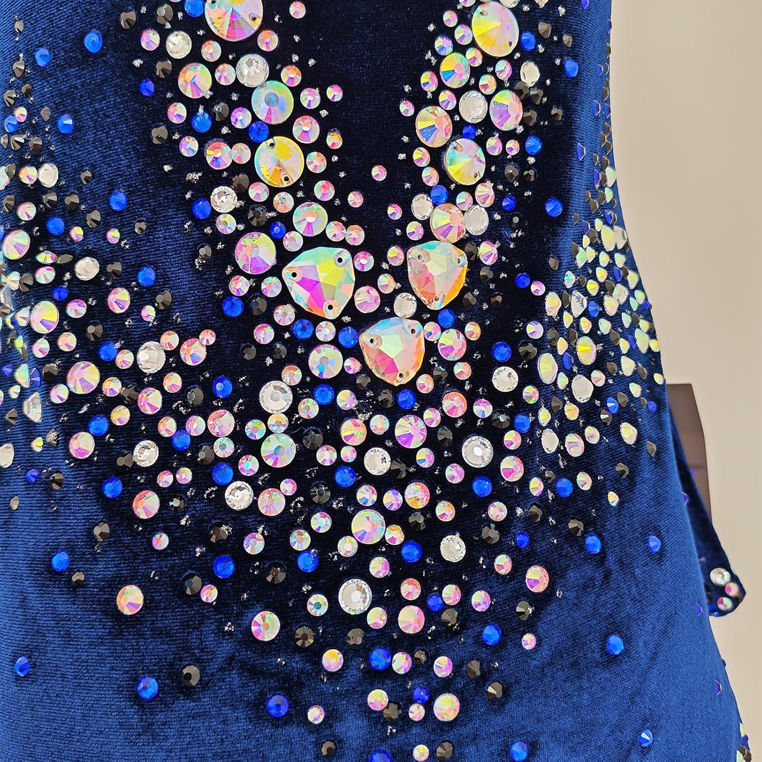 Girls Rhythmic Gymnastics Leotards Navy Sleeveless Dance Leotard for Girls Sparkly Practice and Performance Wear