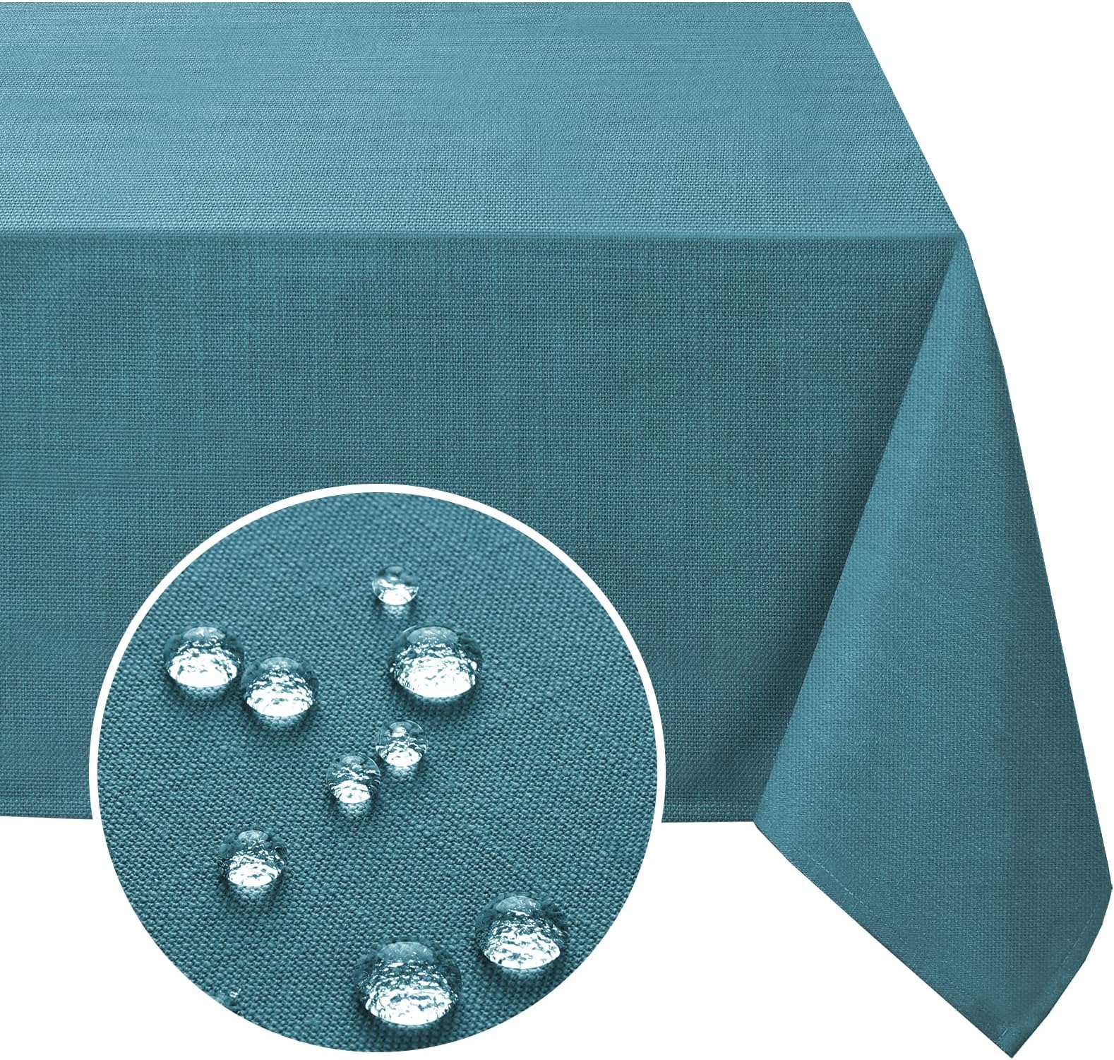 FantasDecor Rectangle Tablecloth Linen Table Clothes for Rectangle Tables 60 x 84 Inch Wrinkle Resistant and Waterproof Linen Table Cover for Dining Room and Outdoor Use, Dark Teal, 60 x 84 Inch