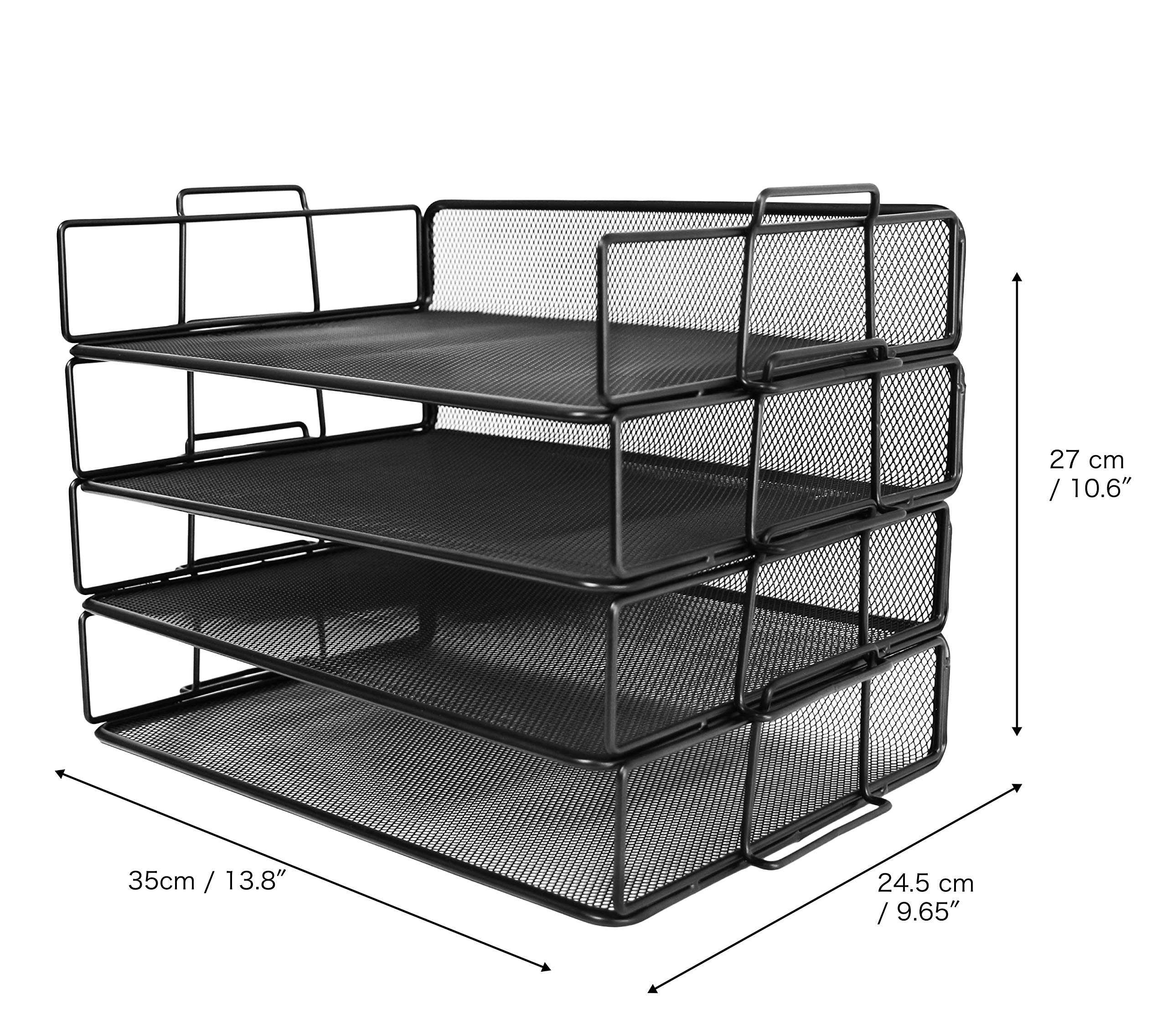 Snapklik.com : Exerz Letter Trays 4pcs Black Paper Sorters Stackable