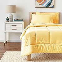 Vista 7 de Sweet Home Collection 5 Piece Comforter Set Bag Solid Color All Season Soft Down Alternative Blanket & Luxurious Microfiber Bed Sheets, Yellow, Twin