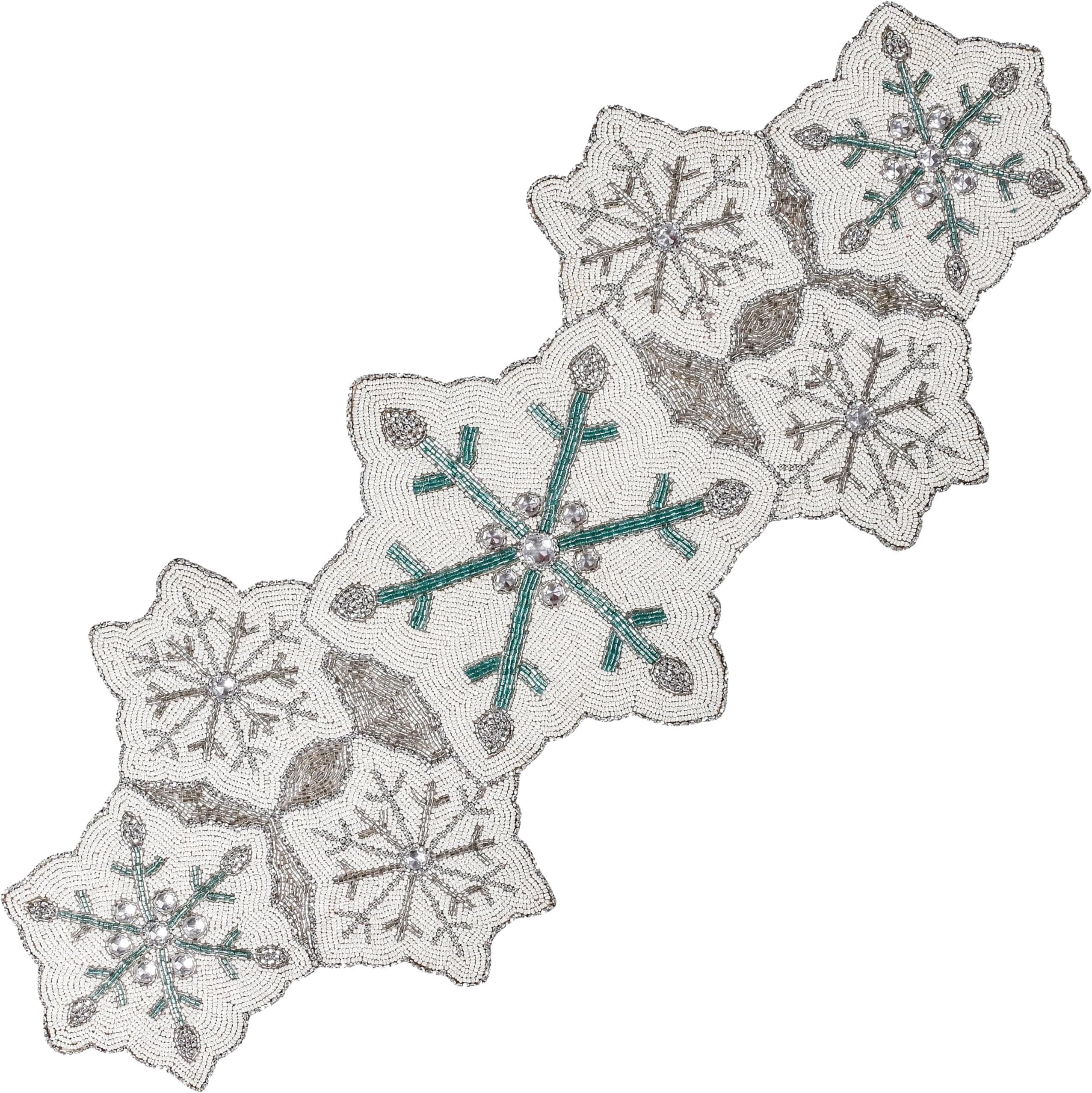 Beaded Runner 36 inch Elegant Infinity Design - Table Décor for Weddings, Parties, Holidays, Gifting & Everyday Use - Decorative Centerpiece Accent (White) - ALPHA Living HOME