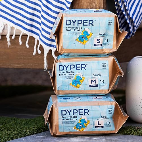 Miniatura 5 de DYPER Smurftastic - Pañales de natación para bebé, hipoalergénicos a base de plantas, pañales de natación ecológicos y absorbentes para bebés, talla