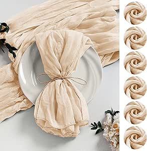 42 Packs Gauze Cheesecloth Napkins 20 X 20 Inch Wrinkled Dinner Napkins Dark Green Rustic Boho Napkins Soft Cloth Napkins Wedding Party Event Dinner