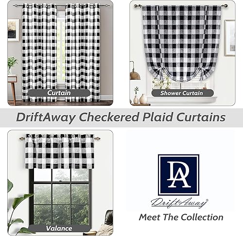 Vista 231 de DriftAway - Cortinas de ojales opacas, patrón a cuadros, forro térmico con aislamiento, blackout, impresas a cuadros, 2 capas, juego de 2 paneles