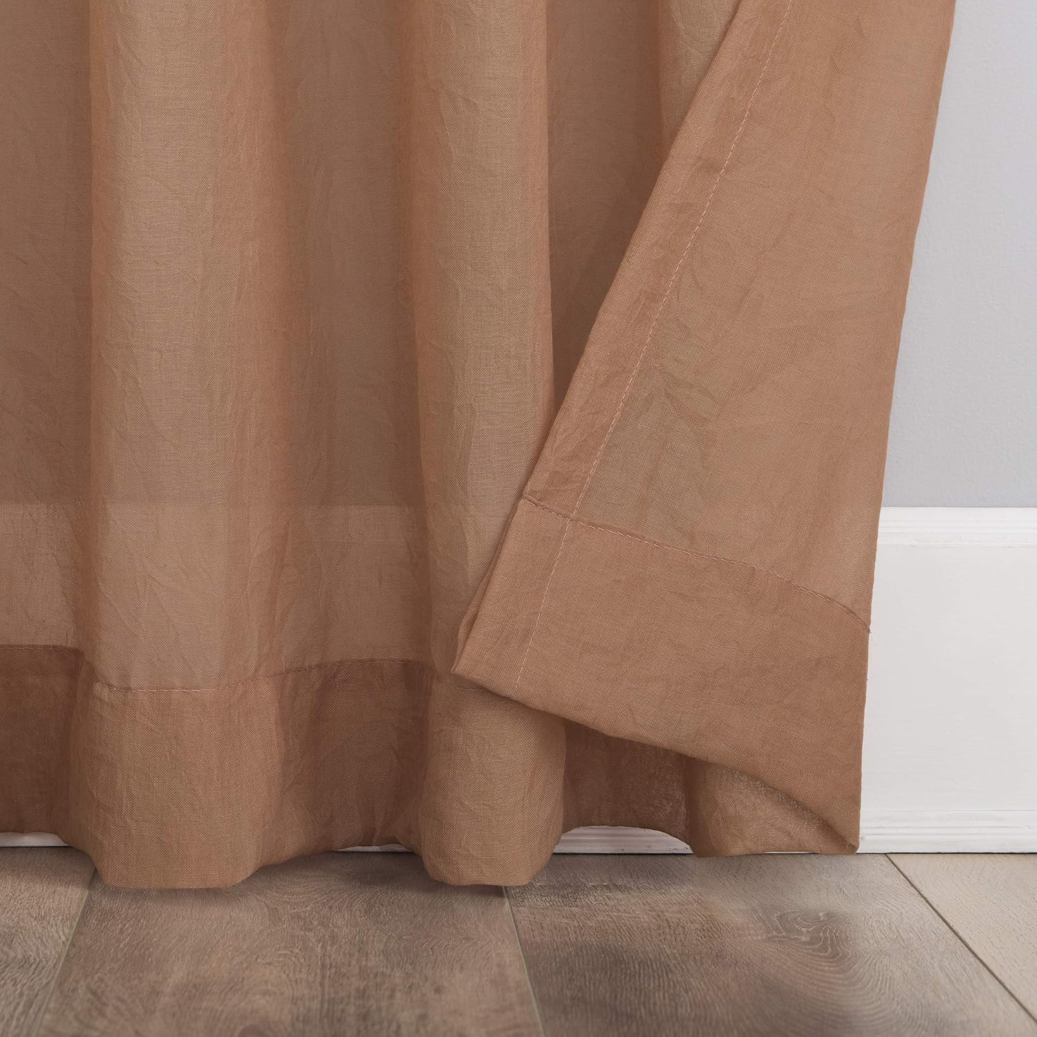 No. 918 Genevieve 2-pack 2-pack Linen Weave Sheer Semi-Sheer Grommet Curtain Panel Pair, 50" x 96", Sienna