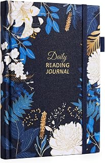 Comkiso Floral Reading Journal for Book Lovers: 75-Book Tracker Log, A5 Linen Hardcover with TBR List, Ratings, Challenges & Index