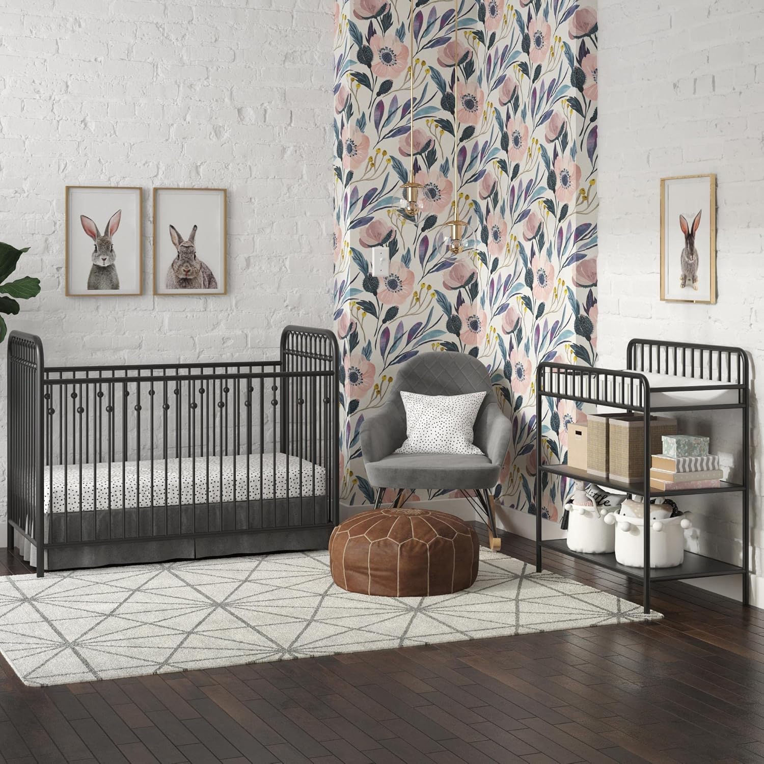 Little Seeds Monarch Hill Ivy Metal Baby Crib, Black