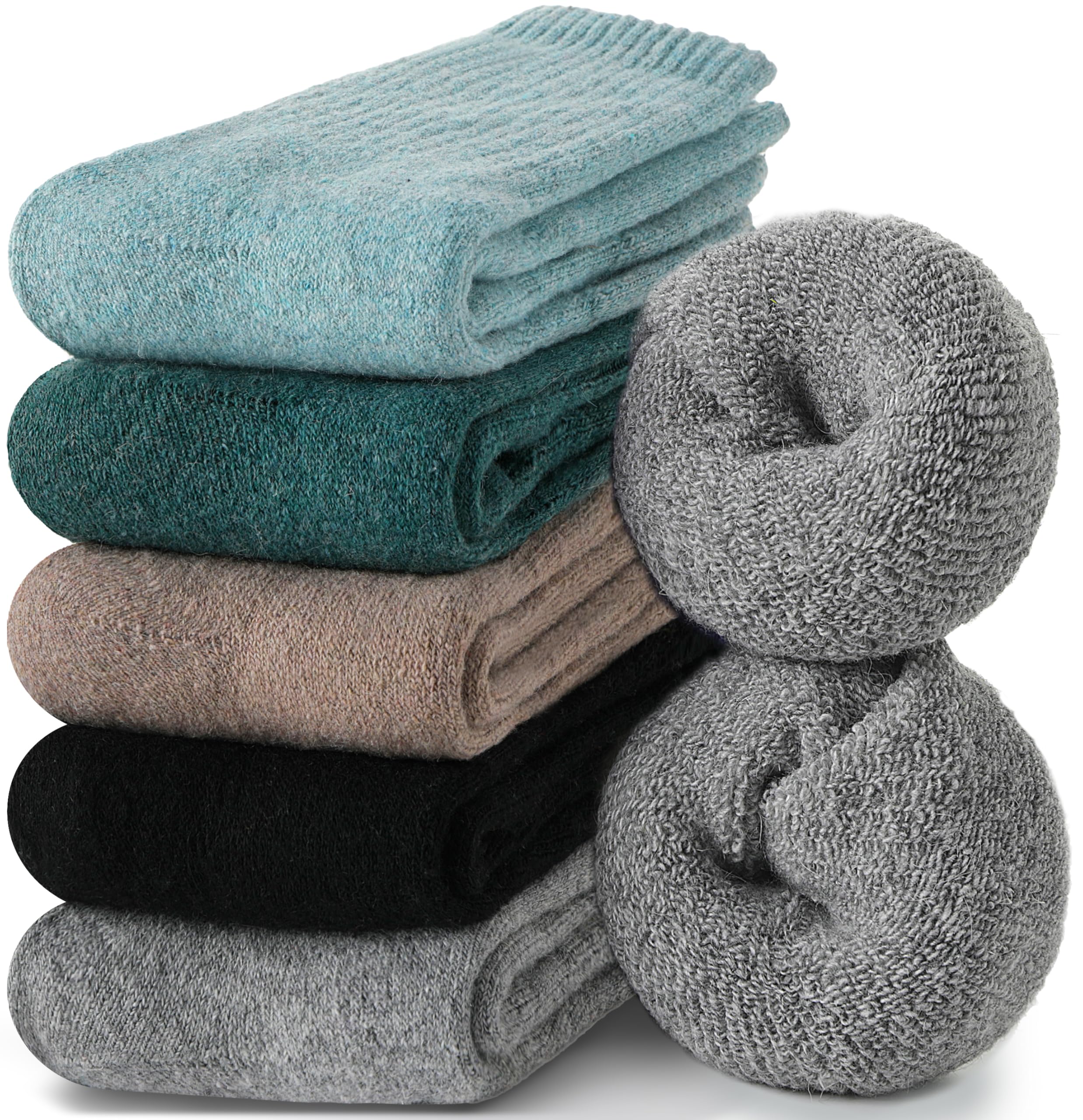 EBMORE Damen Merino Wollsocken Warme Dicke Thermosocken Wolle Socken Wandersocken Wintersocken für Damen 5 Paar