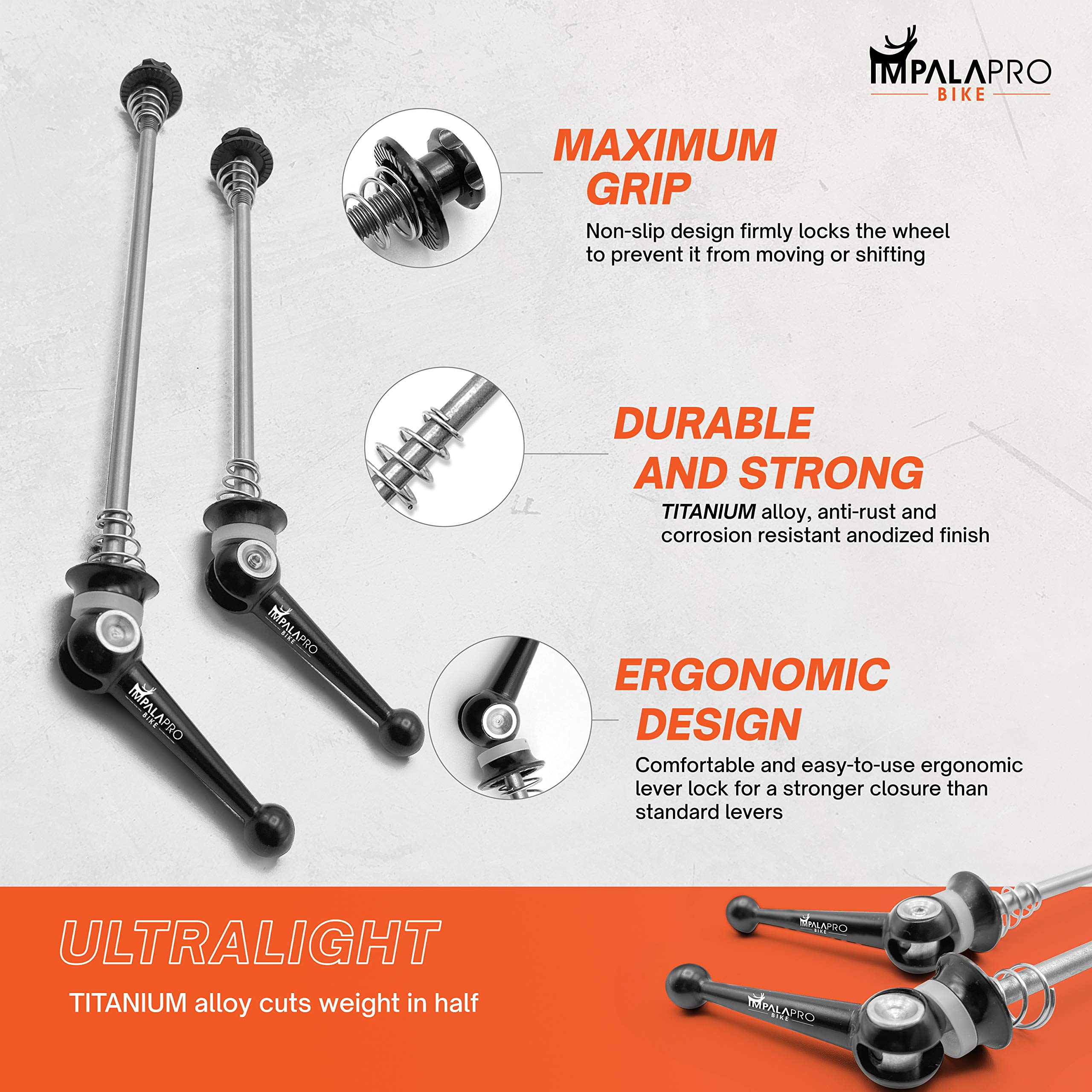 IMPALAPRO Bike Sgancio Rapido Titanio CNC Ultraleggeri Resistenti Spiedini Bici Lega Titanio MTB Mozzo Rilasci Rapidi