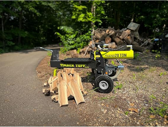 Timber Tuff Gas Powered 20 Ton Wood Log Splitter, Portable Machine for Cutting Firewood, Kindling, 7 HP