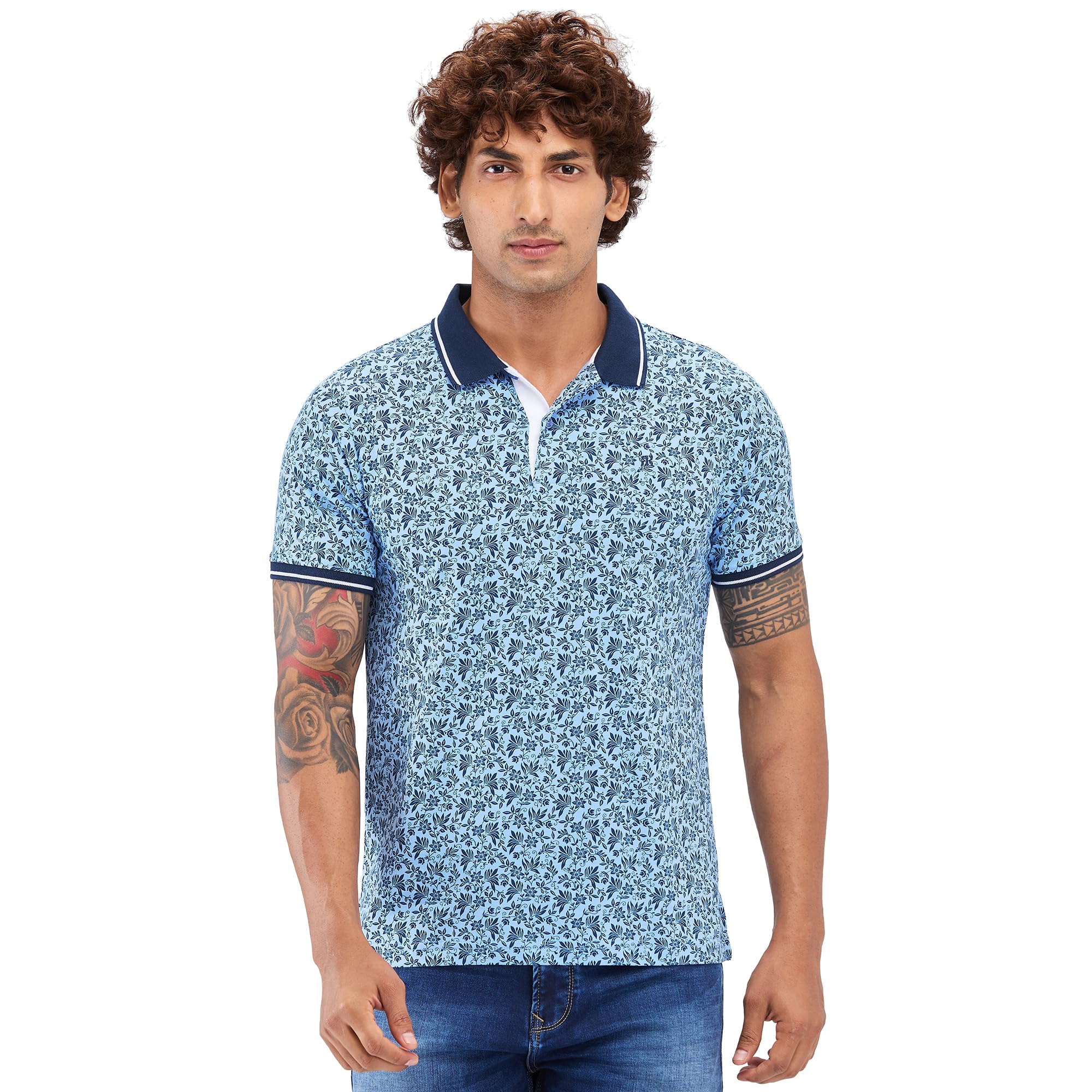 raymond Men's Modern Fit Print Pattern Pure Cotton Half Sleeve Polo Casual T-Shirt-picture-46