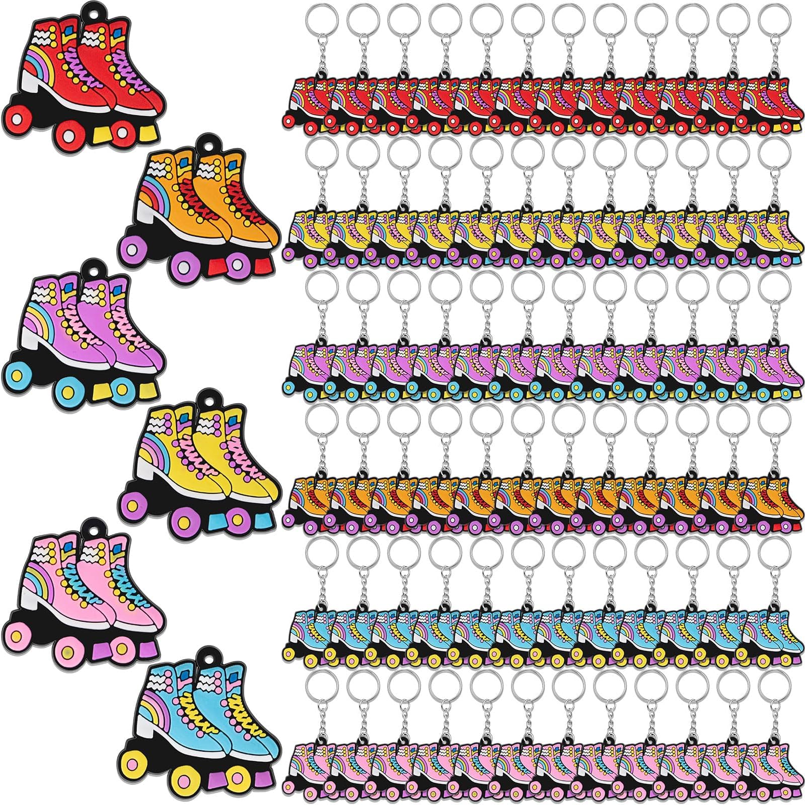 Ferreve 36 Pcs Roller Skate Keychain for Party Favors Roller Skating Supplies for 70s 80s 90s Hip Hop Disco Themed Birthday Party Decorations Gifts