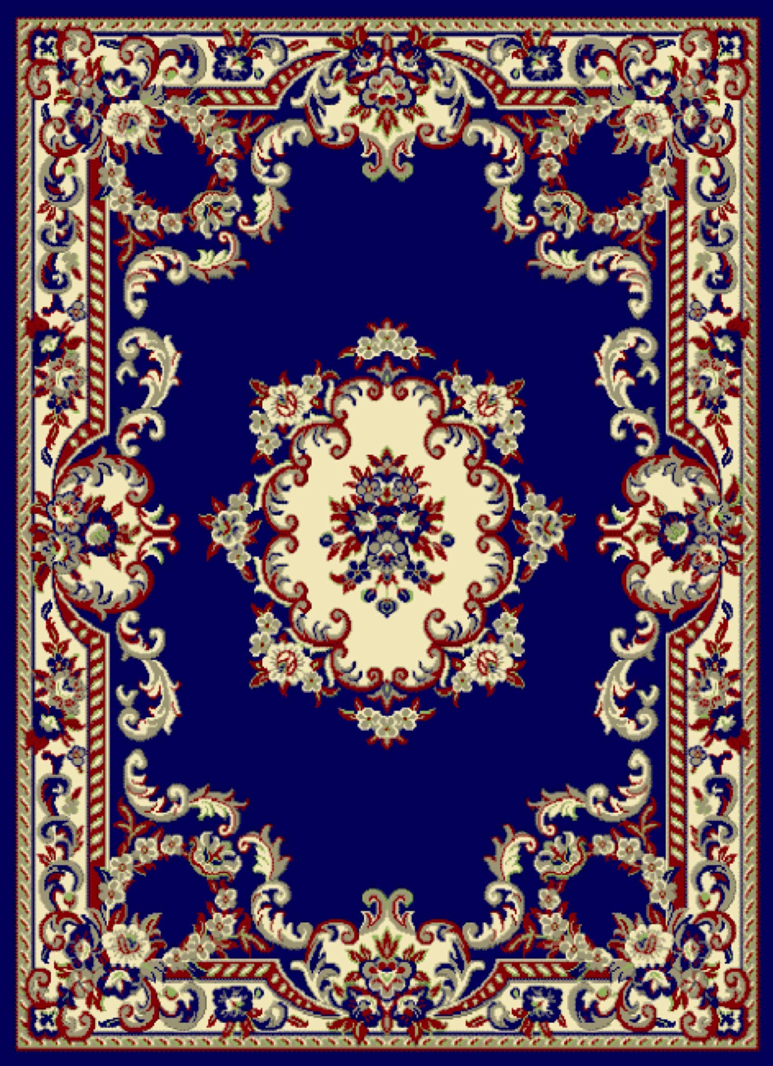 SrS Rugs® Luna Collection, Living Room Rug and Hallway Runner, with Soft Smooth 8mm Pile. Traditional Floral Design. 6 Colours, 6 Sizes (Navy Blue, 120cm x 170cm) — image 1