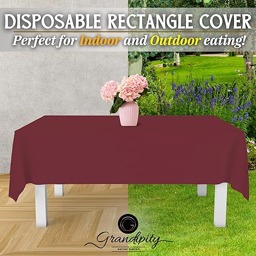 Miniatura 5 de Mantel de plástico de alta calidad - 54in. x 108 pulgadas. Grandipity - Mantel rectangular (6 y 12 unidades), Burgundy