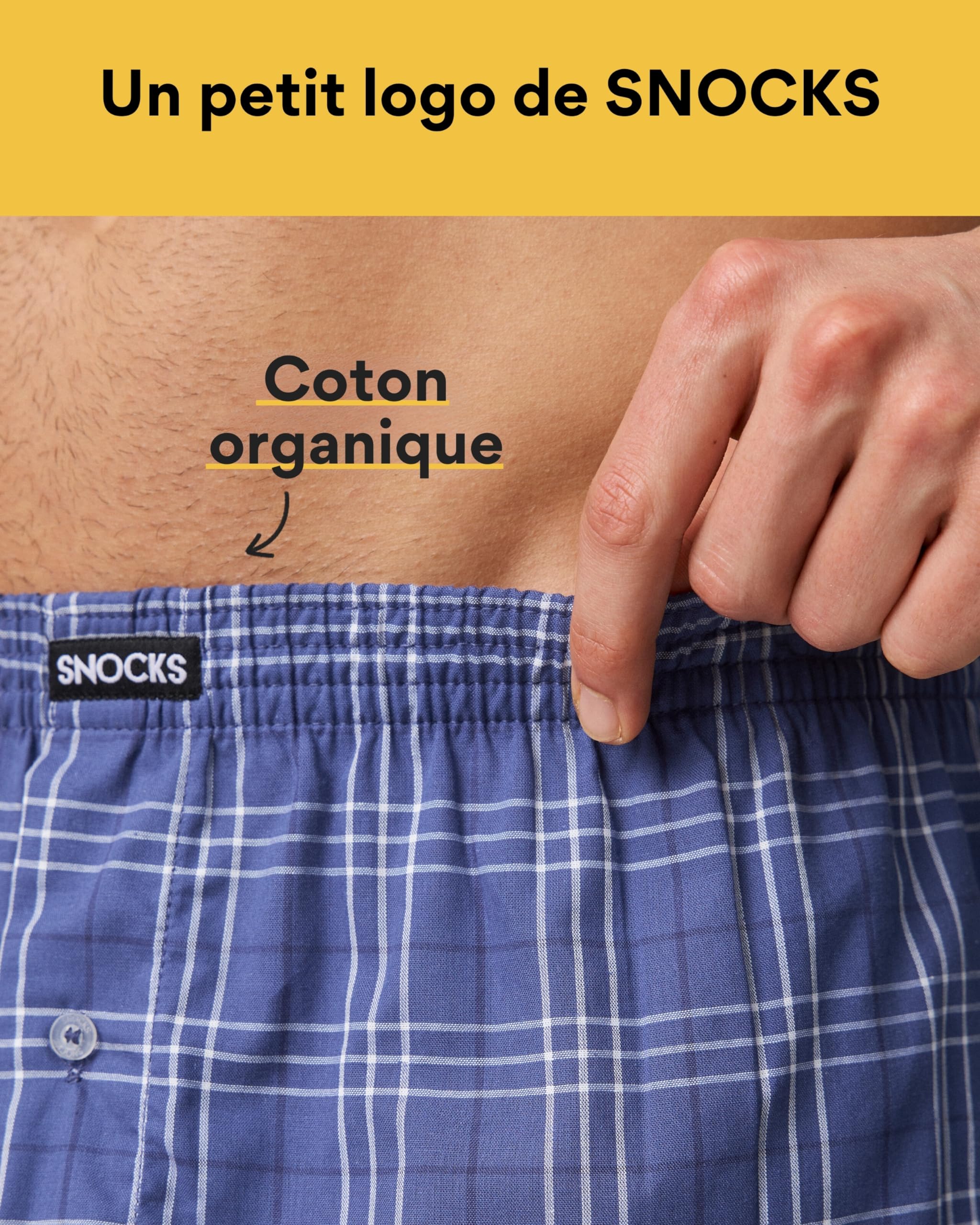 Snocks Caleçon Homme Américain Lot de 3 – Boxer en Coton Bio Certifié GOTS, sous-Vêtement Confort sans Couture – Tailles S à 4XL