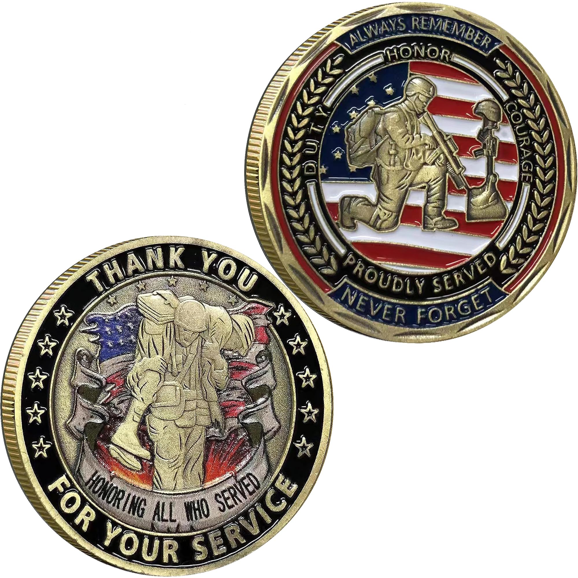 LZWIN Thank You for Your Service Challenge Coin - Honoring Heroes and Celebrating Service - Duty, Honor, Courage