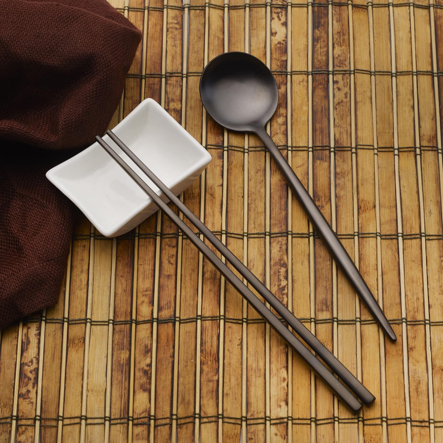 Studio Nova Premium 18/10 Stainless Steel Black Chopsticks & Spoon Set