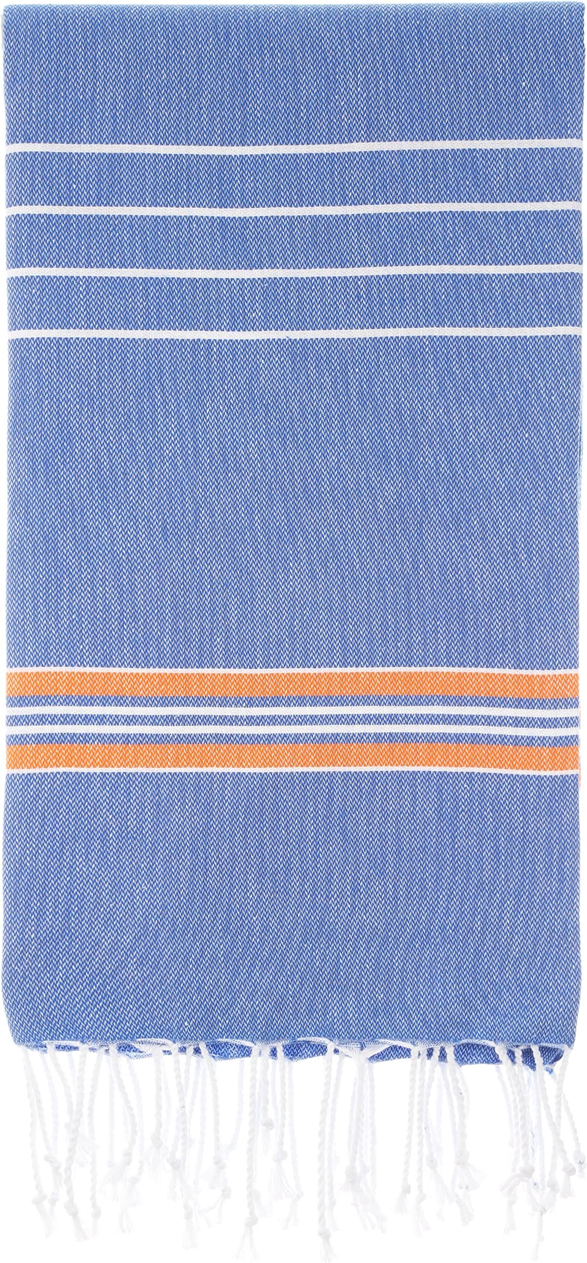 Paradise Series Turkish Bath Towels – Traditional Peshtemal Design for Bathrooms, Beach, Sauna – 100% Natural Cotton, Ultra-Soft, Fast-Drying, Absorbent – Warm, Rich Colors with Stripes Royal/Orange