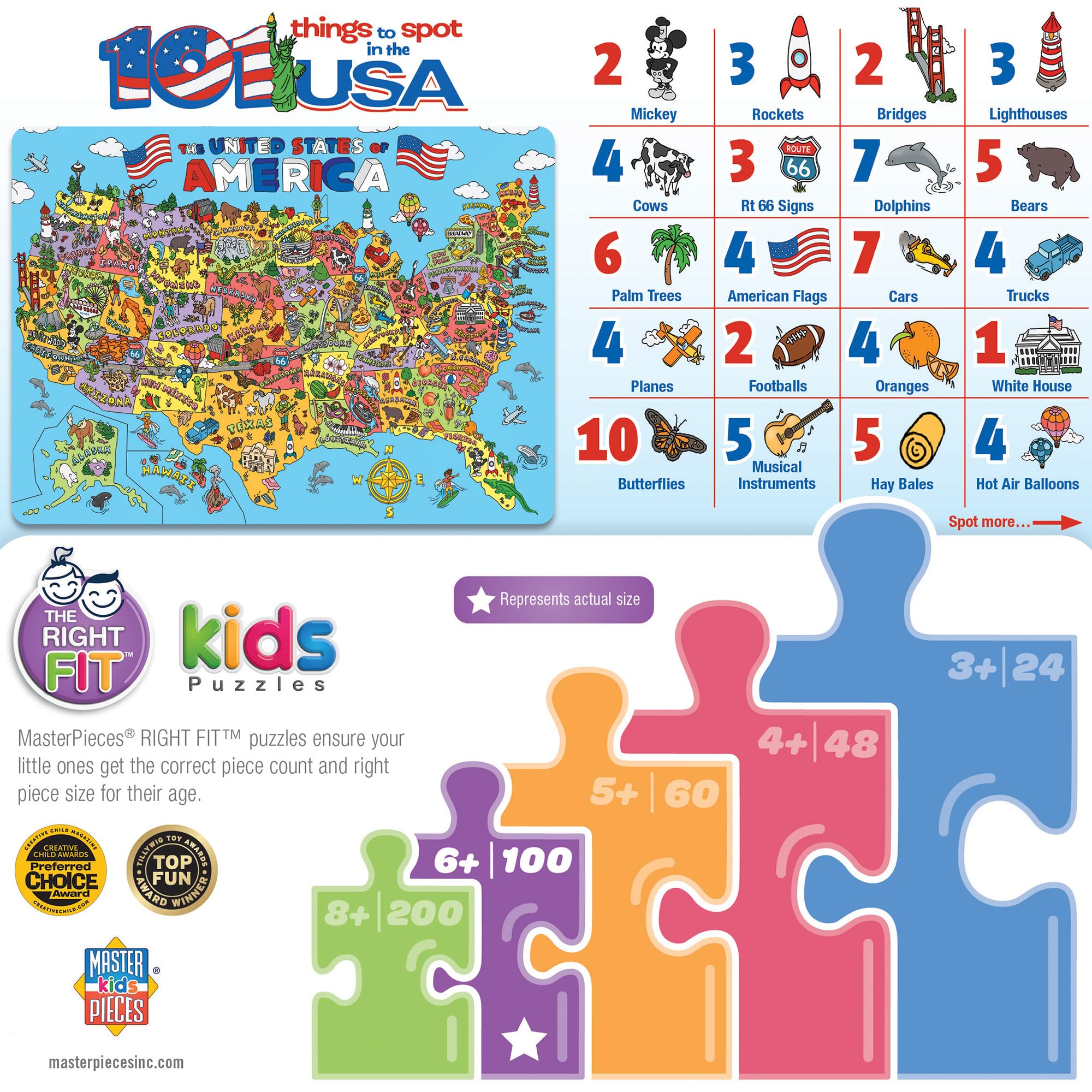 MasterPieces 101 Things to Spot in The USA 100-teiliges Kinderpuzzle