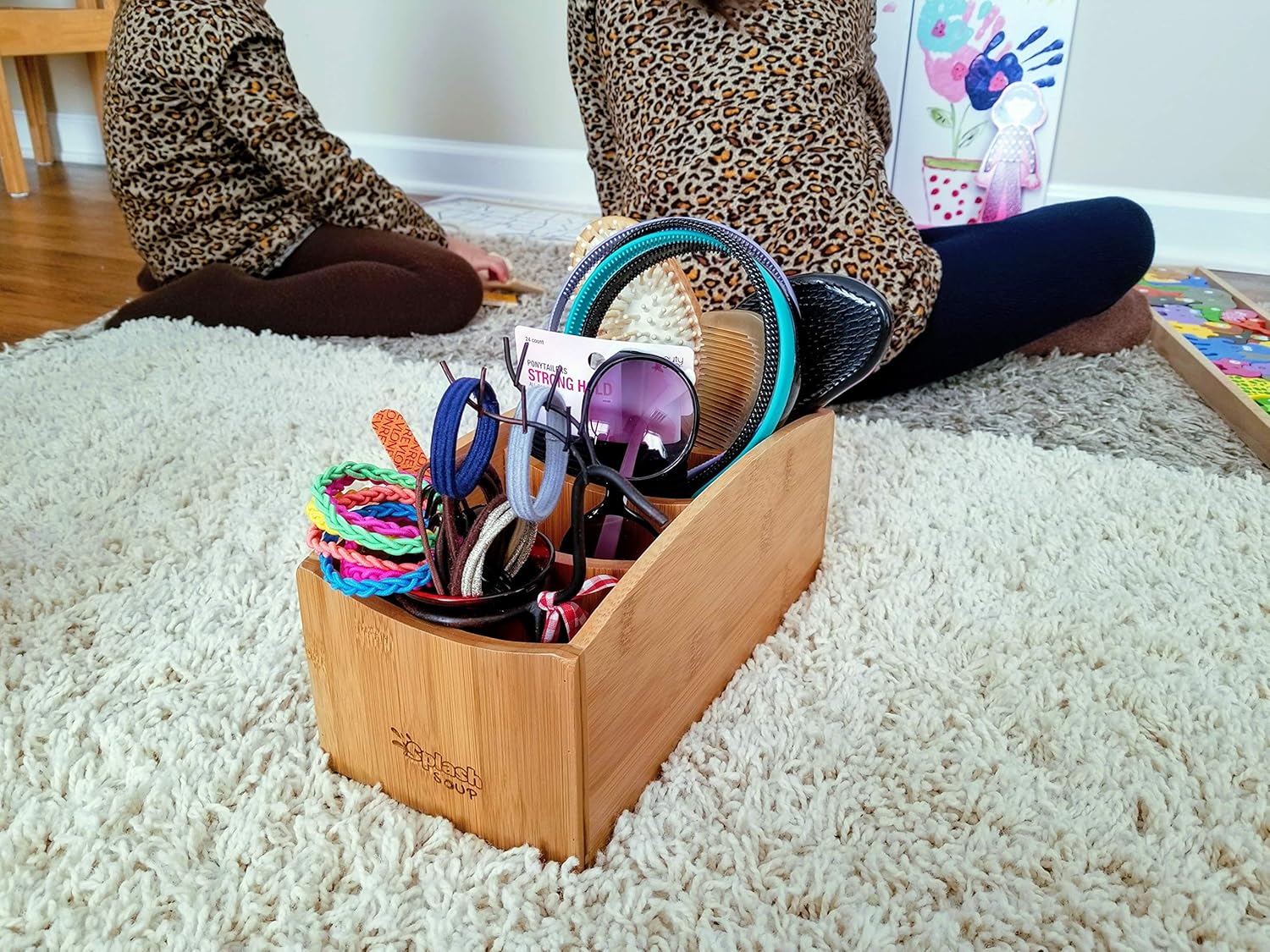 Natural Bamboo Organizer | Kitchen Counter Utensil Storage | Home Office Stationery Desk Caddy | Living Room Table Accessory Remote Holder by Splash Soup