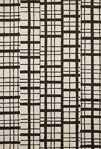 Miniatura 2 de Loloi Chris Loves Julia x Polly Collection POL-02 - Alfombra decorativa de 2 pies 3 pulgadas x 3 pies 9 pulgadas, color negromarfil