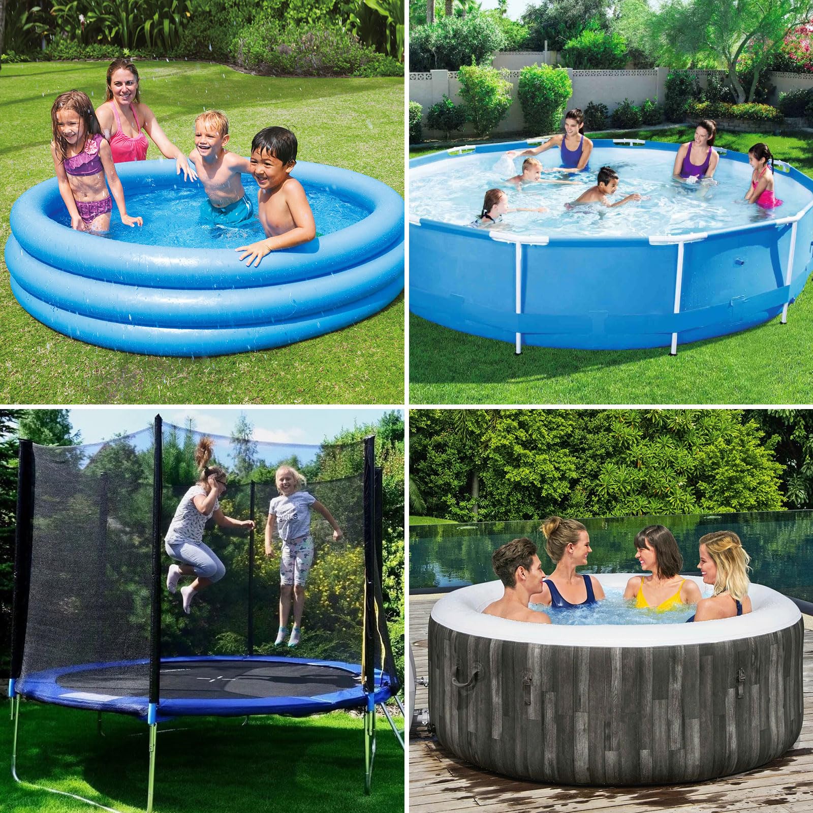 Poolabdeckung Rund für 244-305cm Pool | Pool Plane Ø310cm | Sommer & Winter Poolplane | 420D Oxford Reißfest | Abdeckplane für INTEX & BESTWAY Pools (Schwarze Ösen)