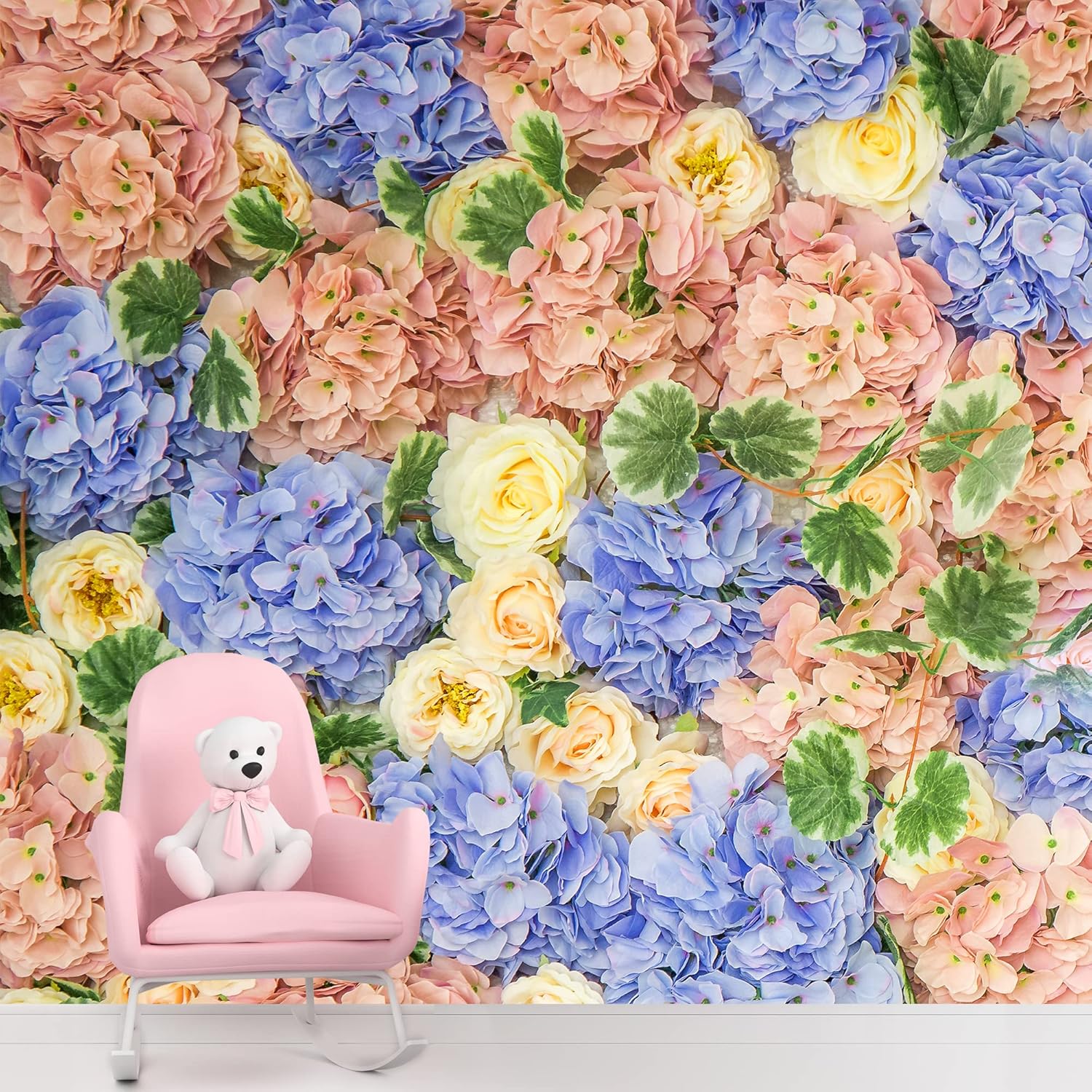 NWT Removable Wall Sticker/Wall Mural Multicolor Rose Flower Collage Nature Wilderness Photography Modern Art Floral Botanical Colorful Zen Farmhouse for Living Room, Bedroom, Office - 100x144 inches