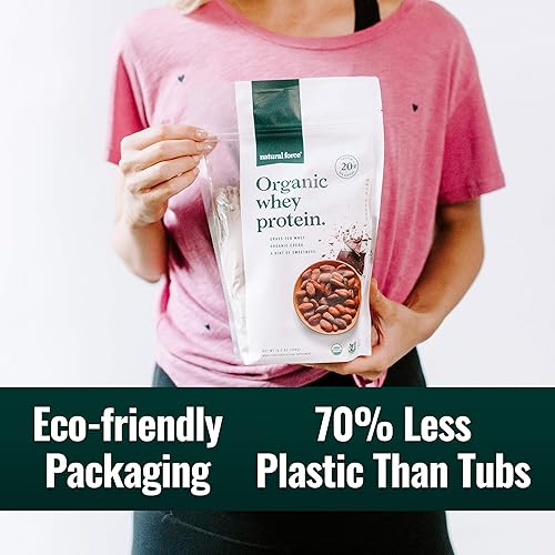 Miniatura 6 de Natural Force Polvo de proteína de suero orgánico alimentado con hierba, 1 libra, sabor a chocolate