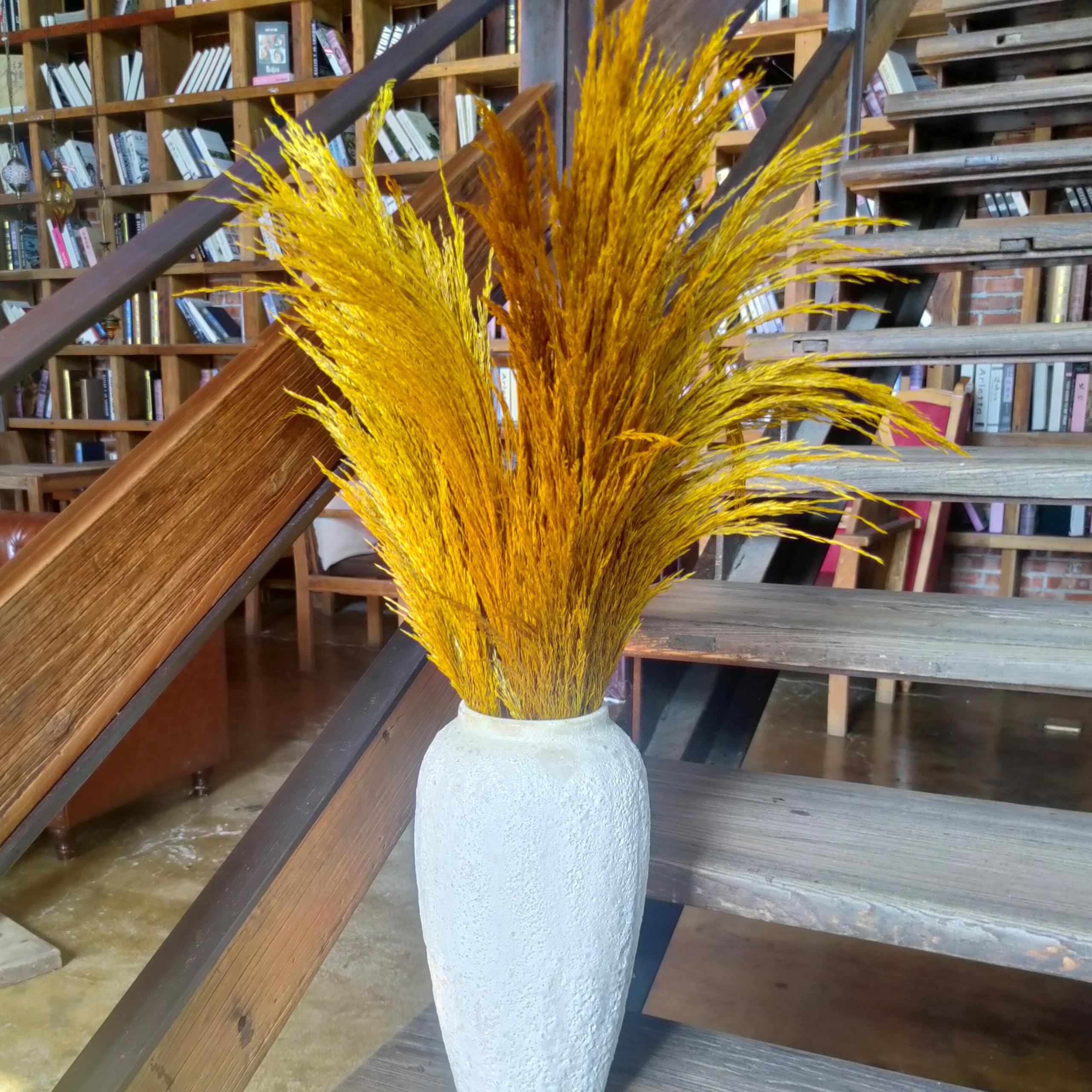 Gold Pampas Grass Decor Tall,Large Natural Dried Pampas Floral Fluffy,Long Feather Flowers for Boho Wedding Arangement Bedroom Living Room Decorations (gold - Image 2