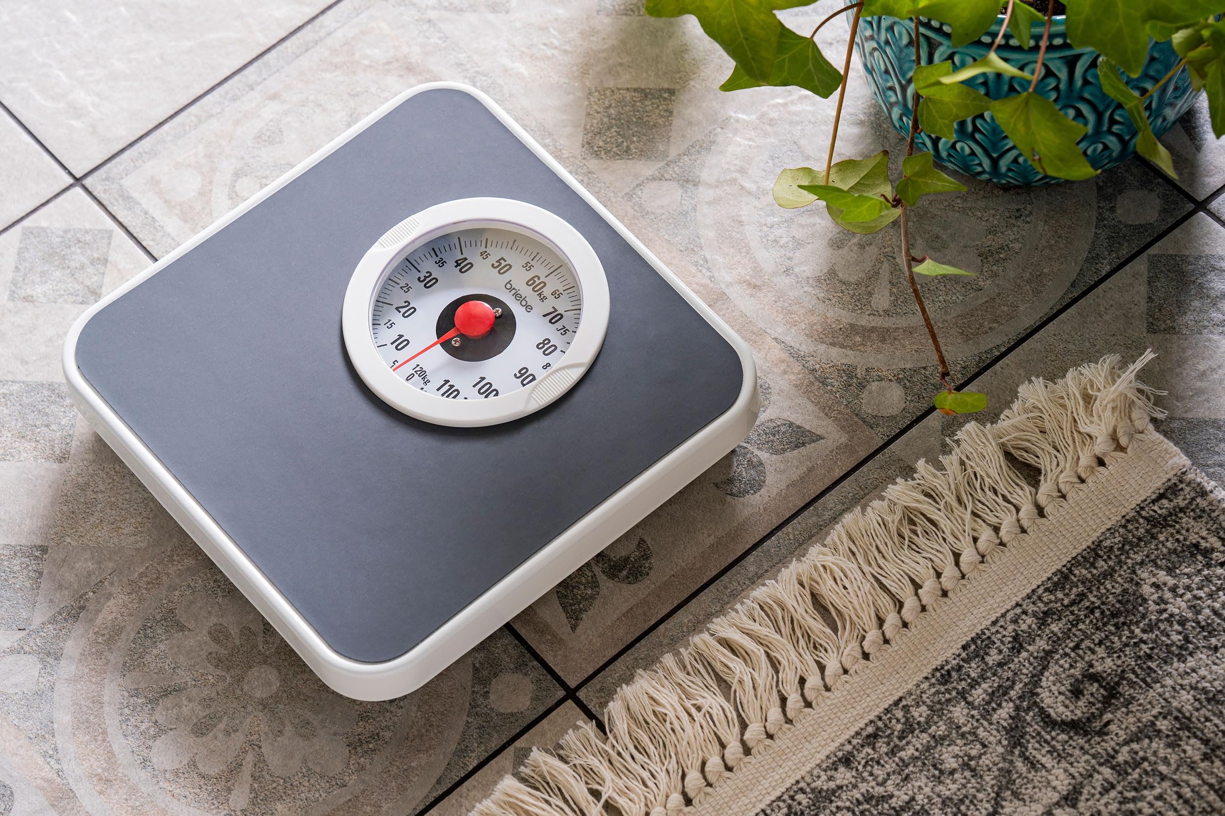 briebe Báscula de Baño Analógica Mecánica, Capacidad 120 Kg, Gran Precisión, Superficie Antideslizante, Balanza Fitness no Digital, Fácil de Usar, sin Pilas, Metal, Retro, SC1123
