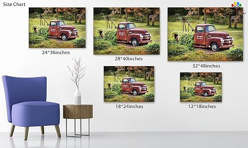 Miniatura 5 de Arte de pared de camión de granja, arte de pared en lienzo de granja, cuadros de letreros de camiones vintage, carteles de automóviles antiguos para