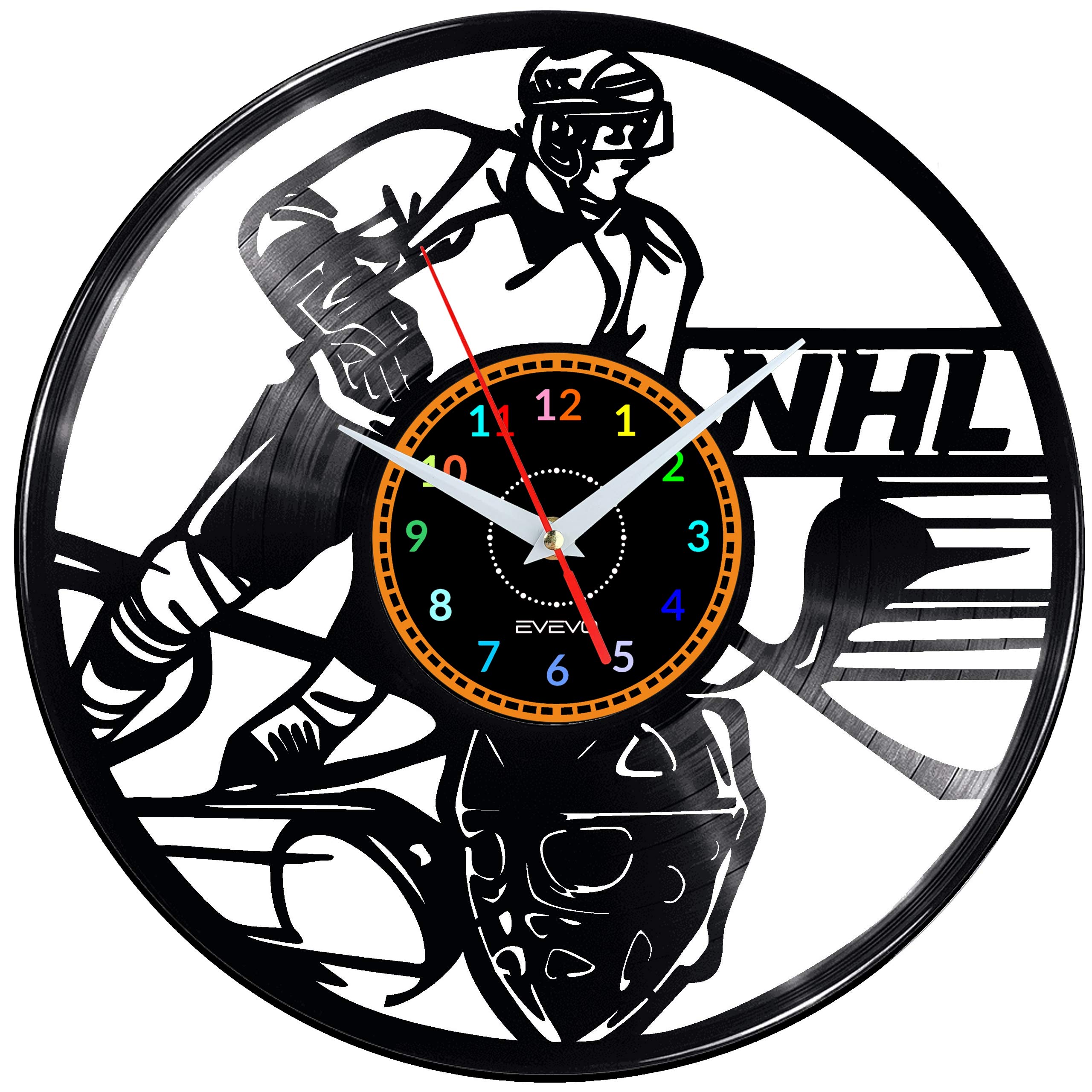 Horloge murale hockey sur glace vinyle pour décorer une chambre de fan