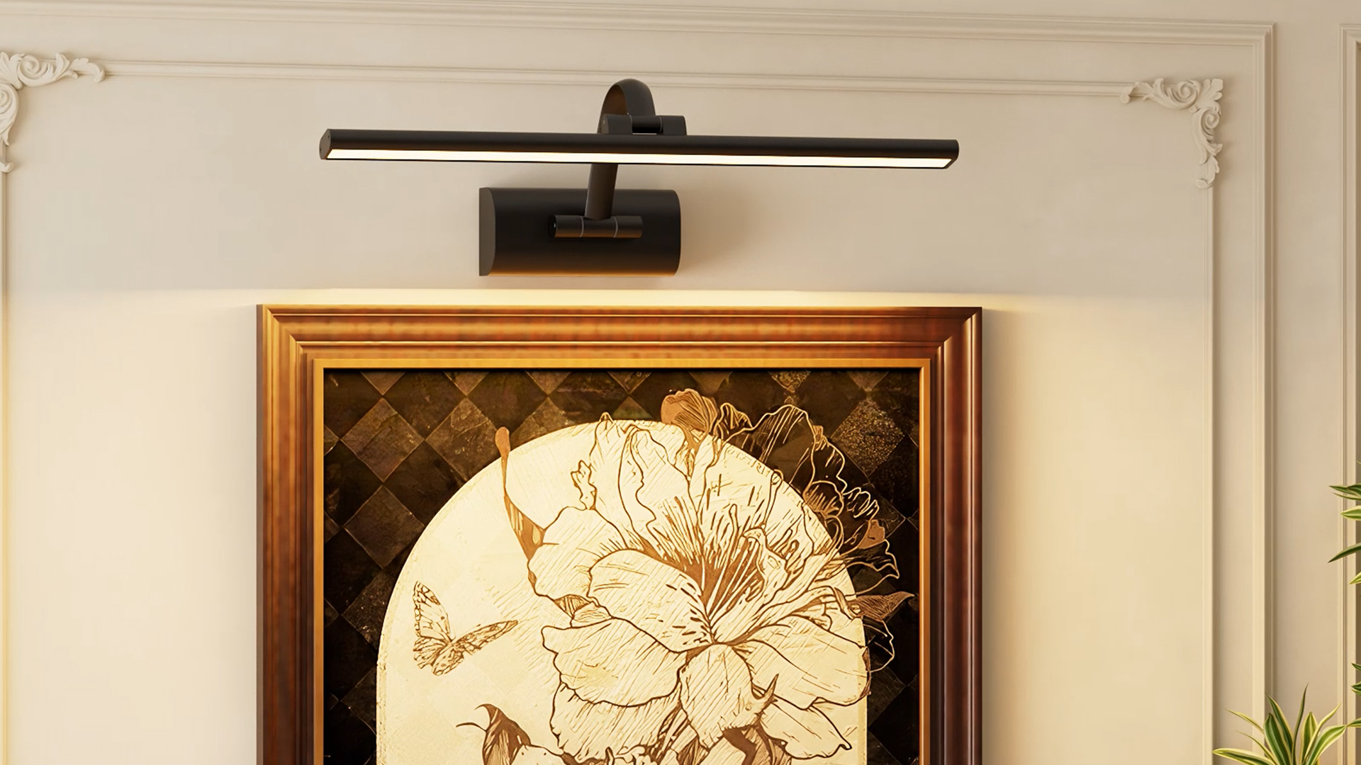 Image of AIFEI Wireless Picture Lights for Wall Battery Operated, 8000mAh Long-Last Lights for Pictures on Wall, Remote & Touch, 3 Color Dimmable No Wiring Needed Art Light for Paintings Poster, 23.6 inch Brass