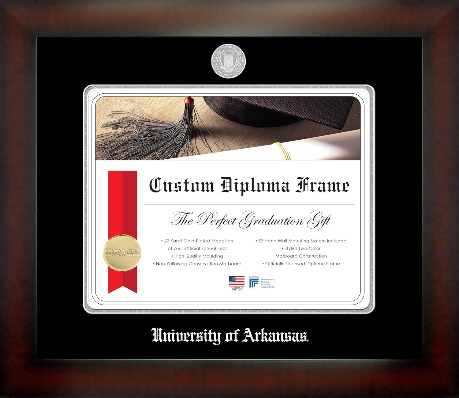 University of Arkansas 8½ x 11 Espresso Finish Manhattan Diploma Frame